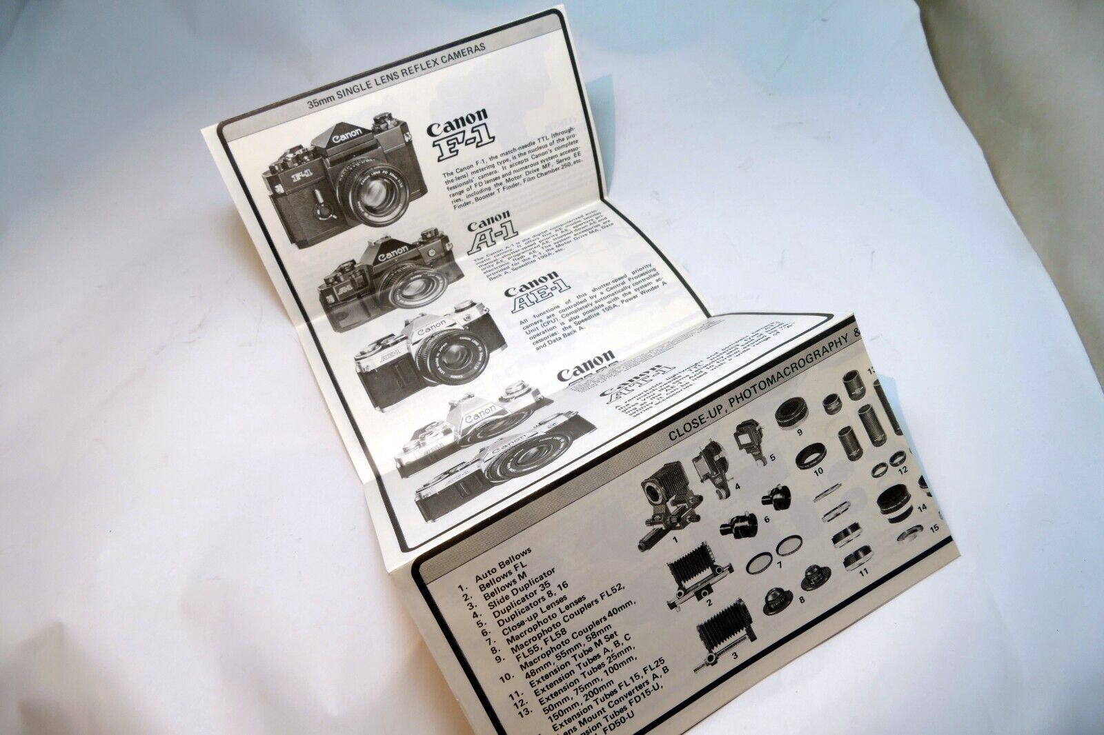 Canon Products F1 A-1 G-III 17 28 Brochure Advertisement vintage camera 1970's