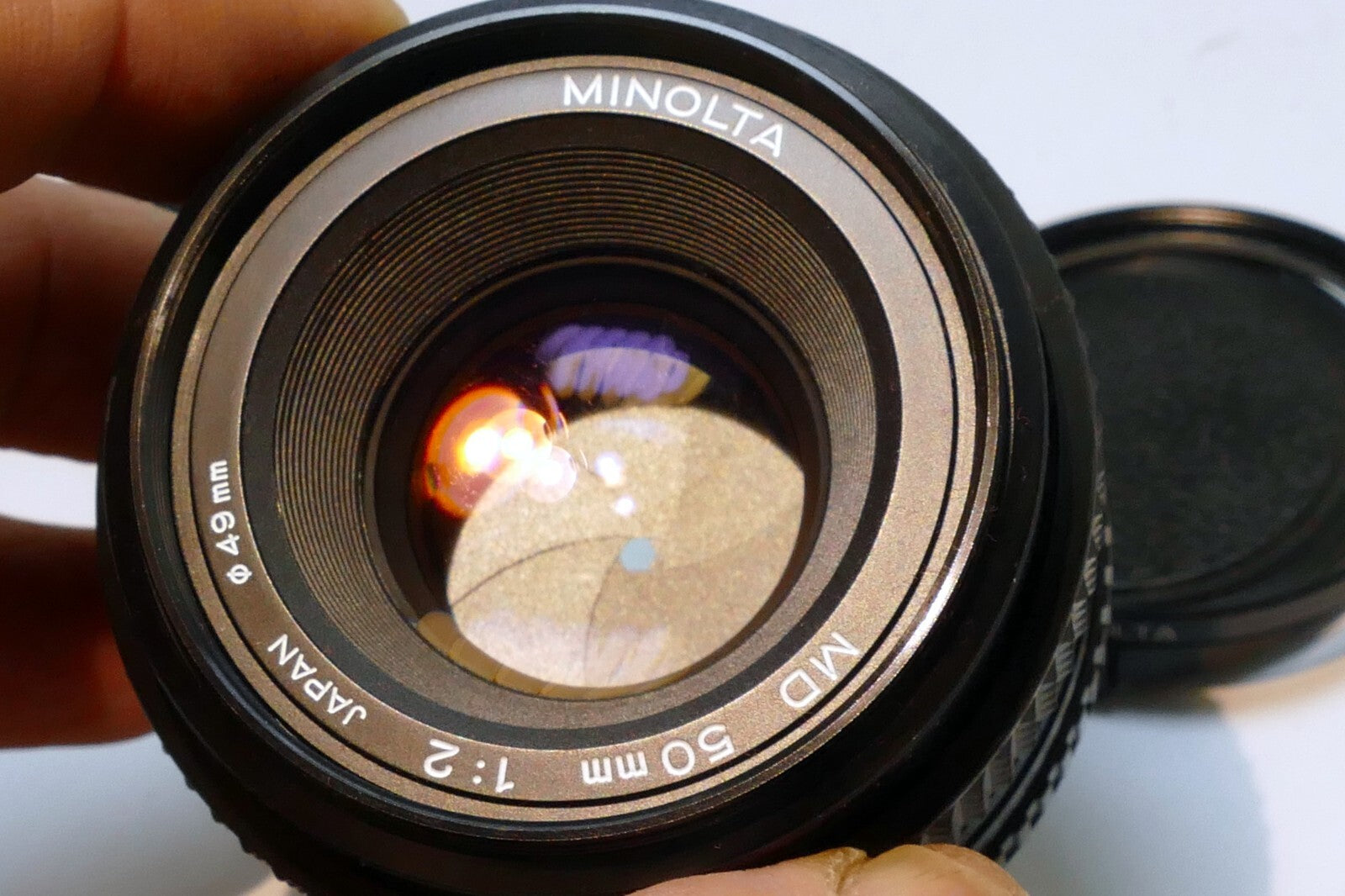 Minolta 50mm f2 MD Standard Prime Lens w/ 49mm  L39 UV filter - FUNGUS damage