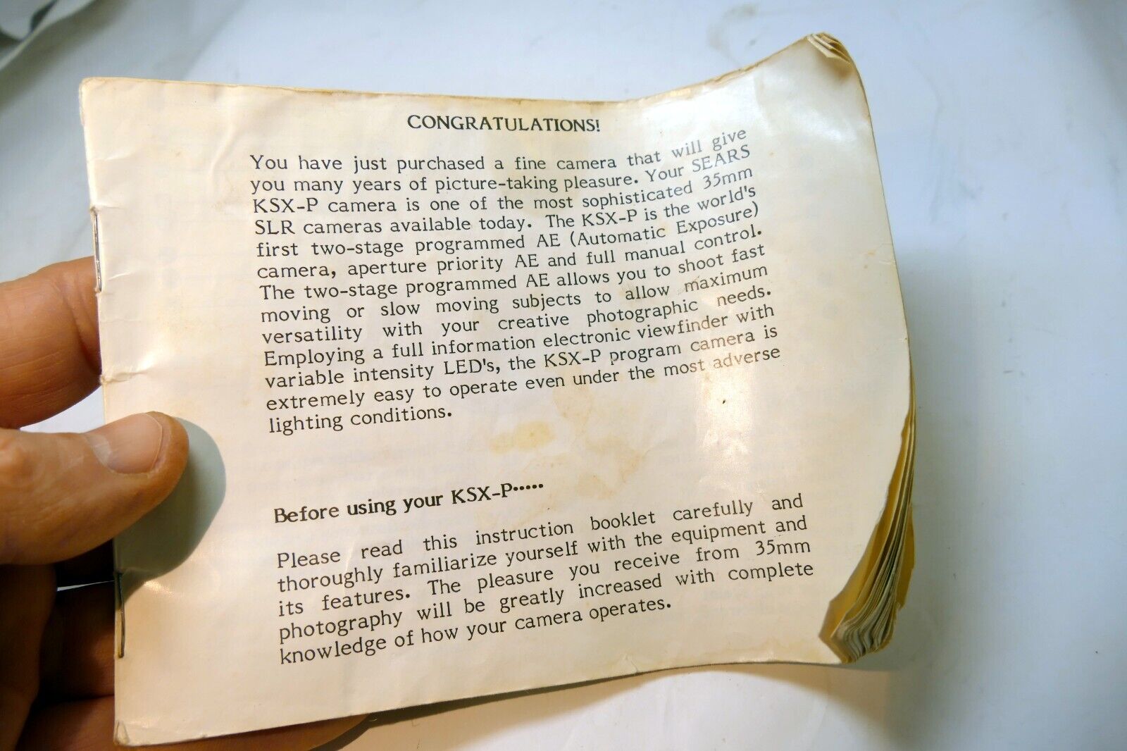 SEARS KSX-P Camera instructions manual guide English EN - MISSING COVER PAGE