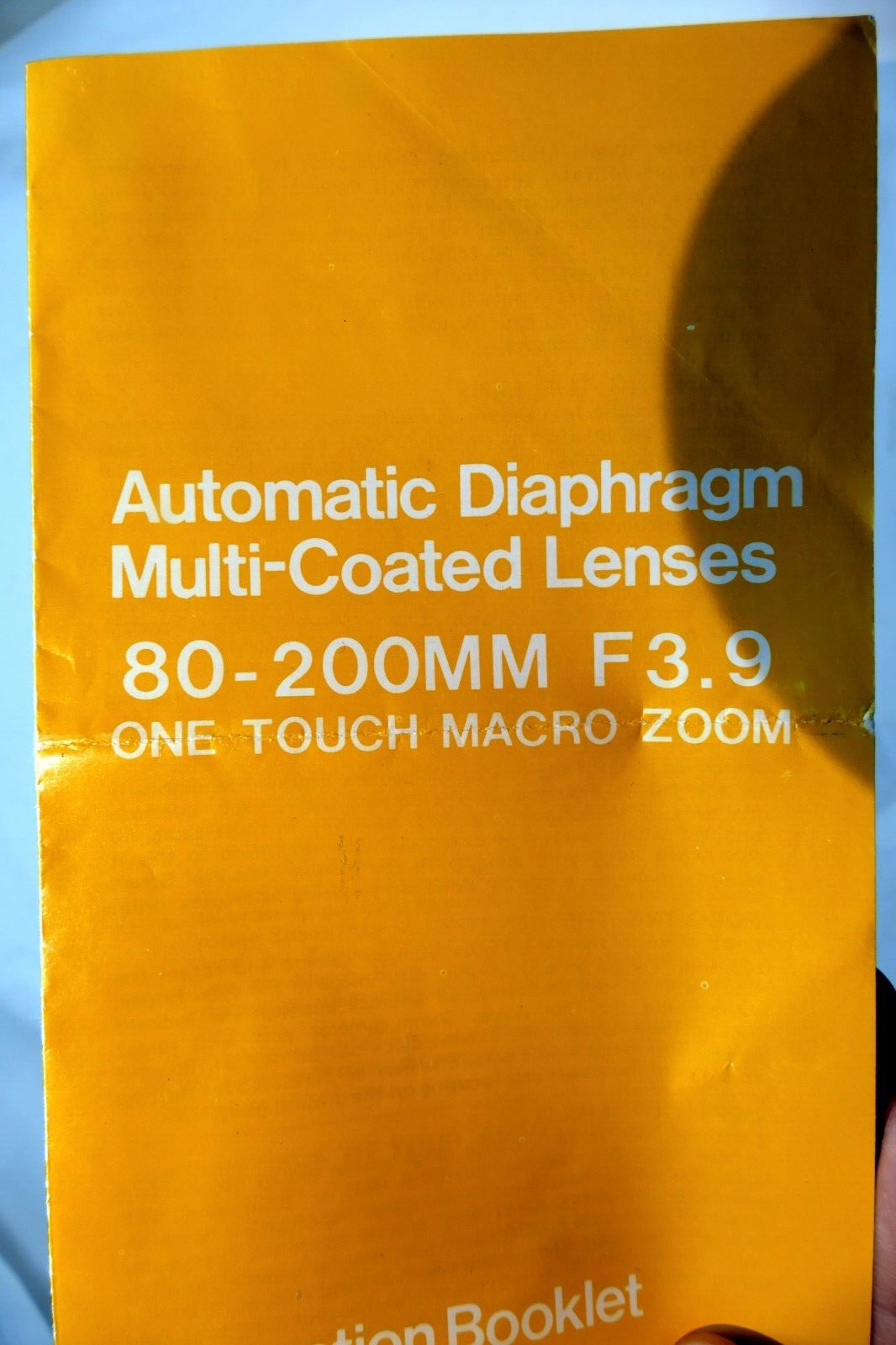 One Touch Zoom 80-200mm f3.9  Lens guide instruction manual