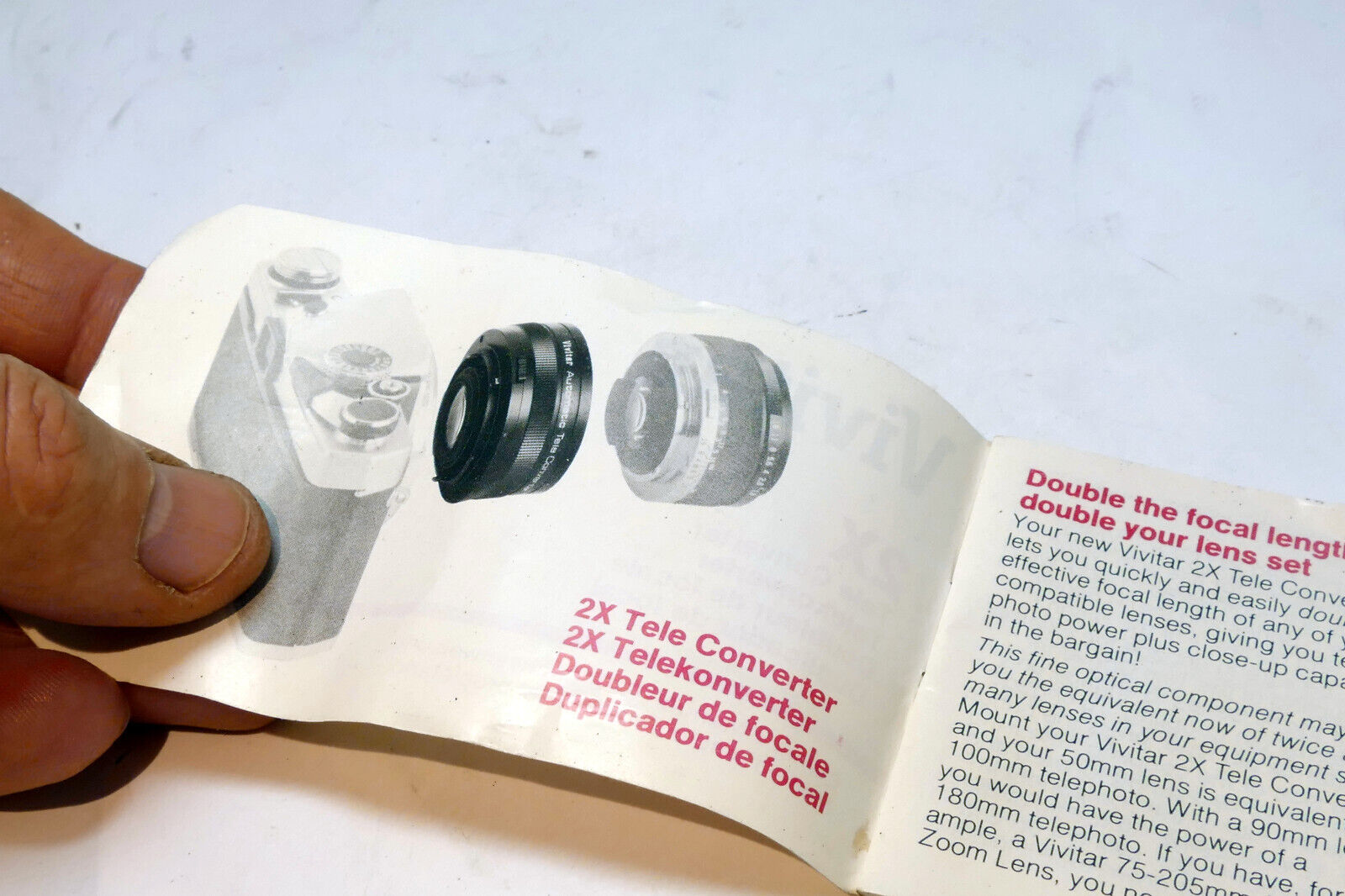 Vivitar 2X teleconverter  Lens Guide Owner's Manual Book English 1981 MD AI FD