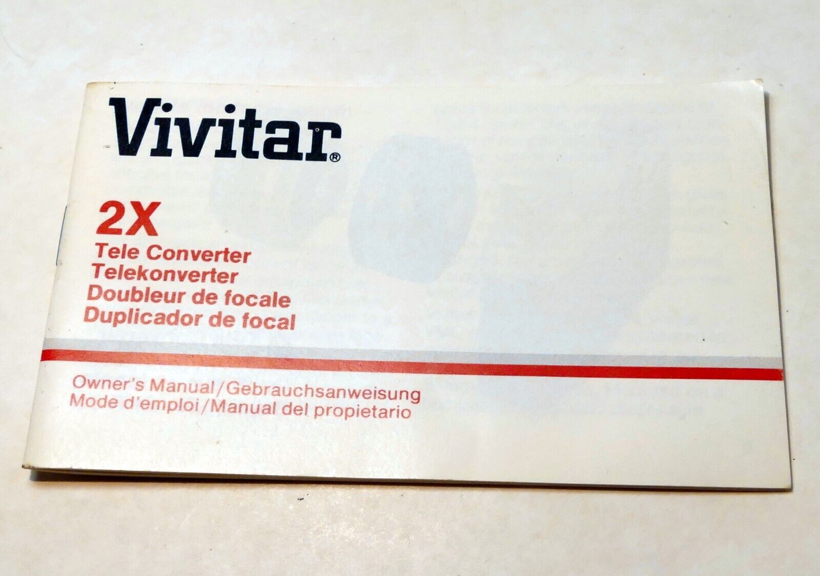 Vivitar 2X Teleconverter lens Instructions manual Guide Book English Ai OM FD MD
