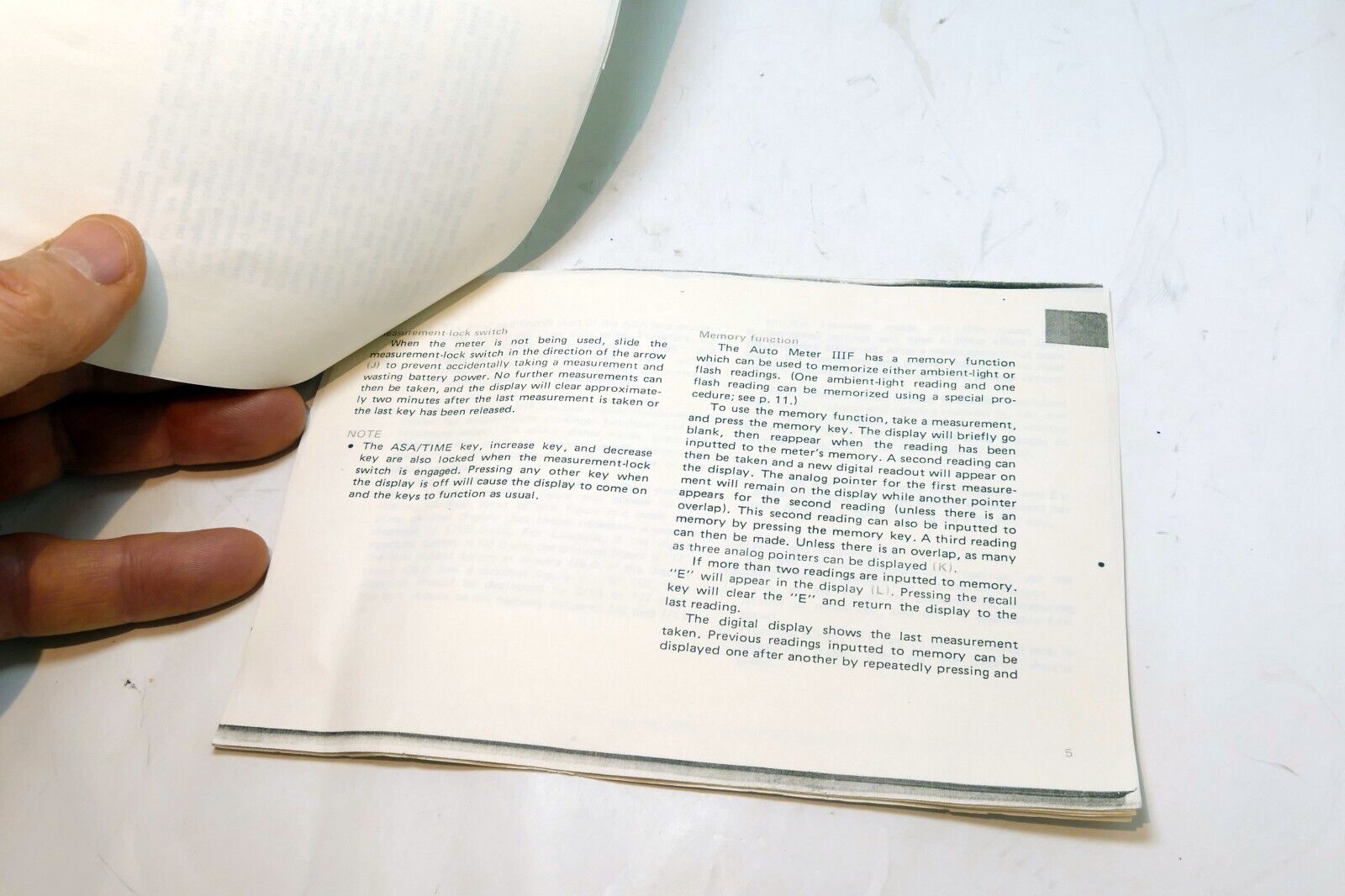 Light Meter IIIF guide  printed   might be incomplete - as found