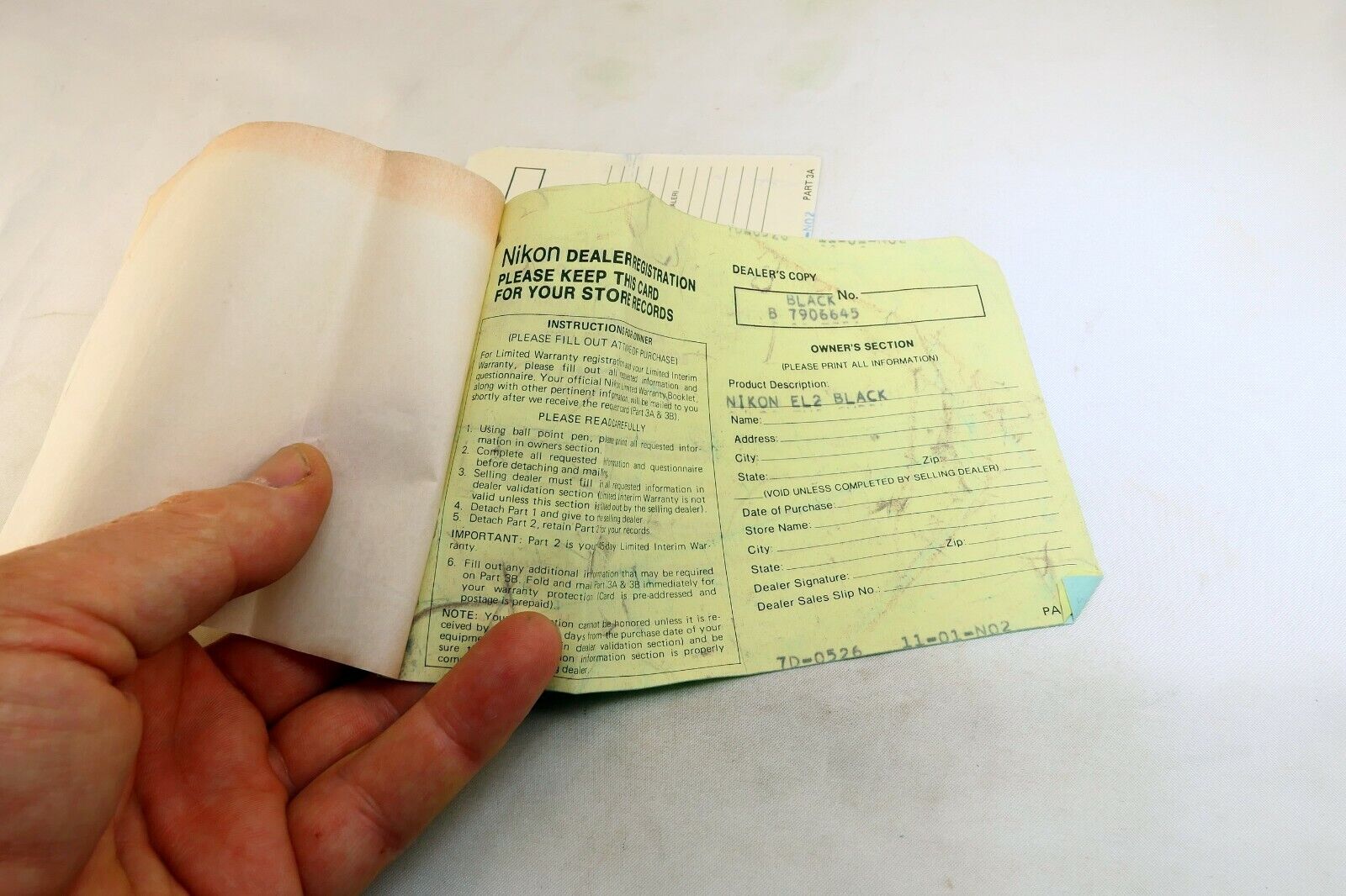 Nikon vintage warranty card (expired) for Nikkor 50mm f1.4 Non  Ai lens 1977