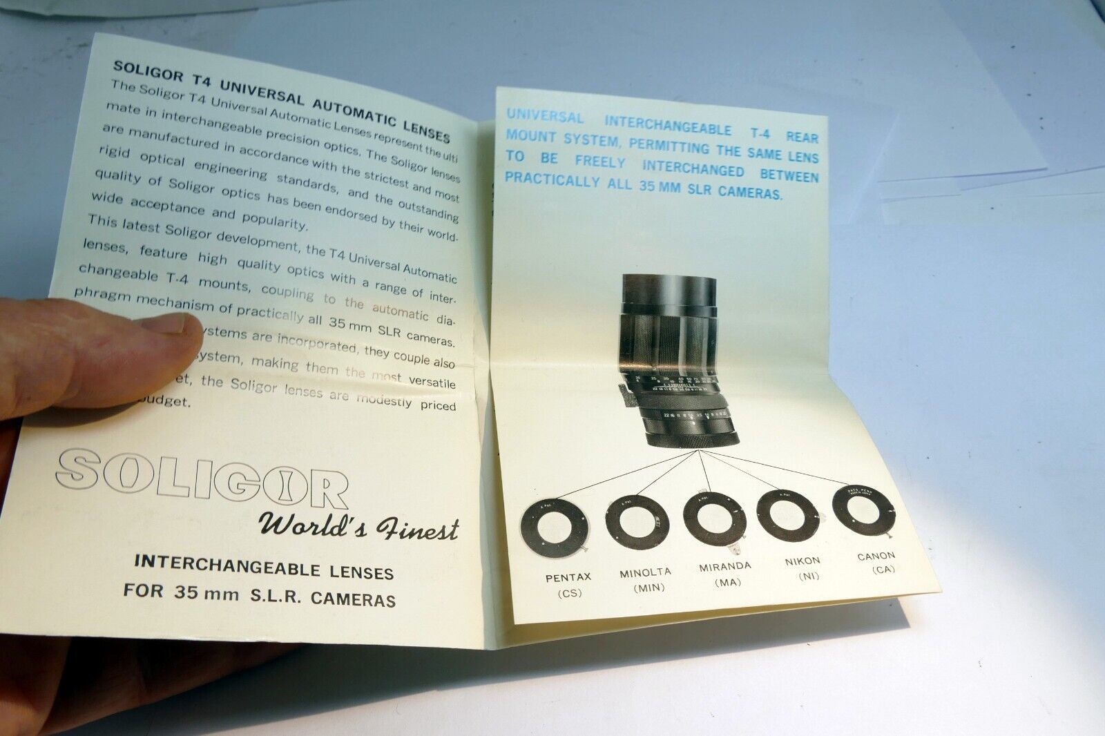 Soligor Universal T4 mount Lens System Brochure  English 28mm 105mm 300mm