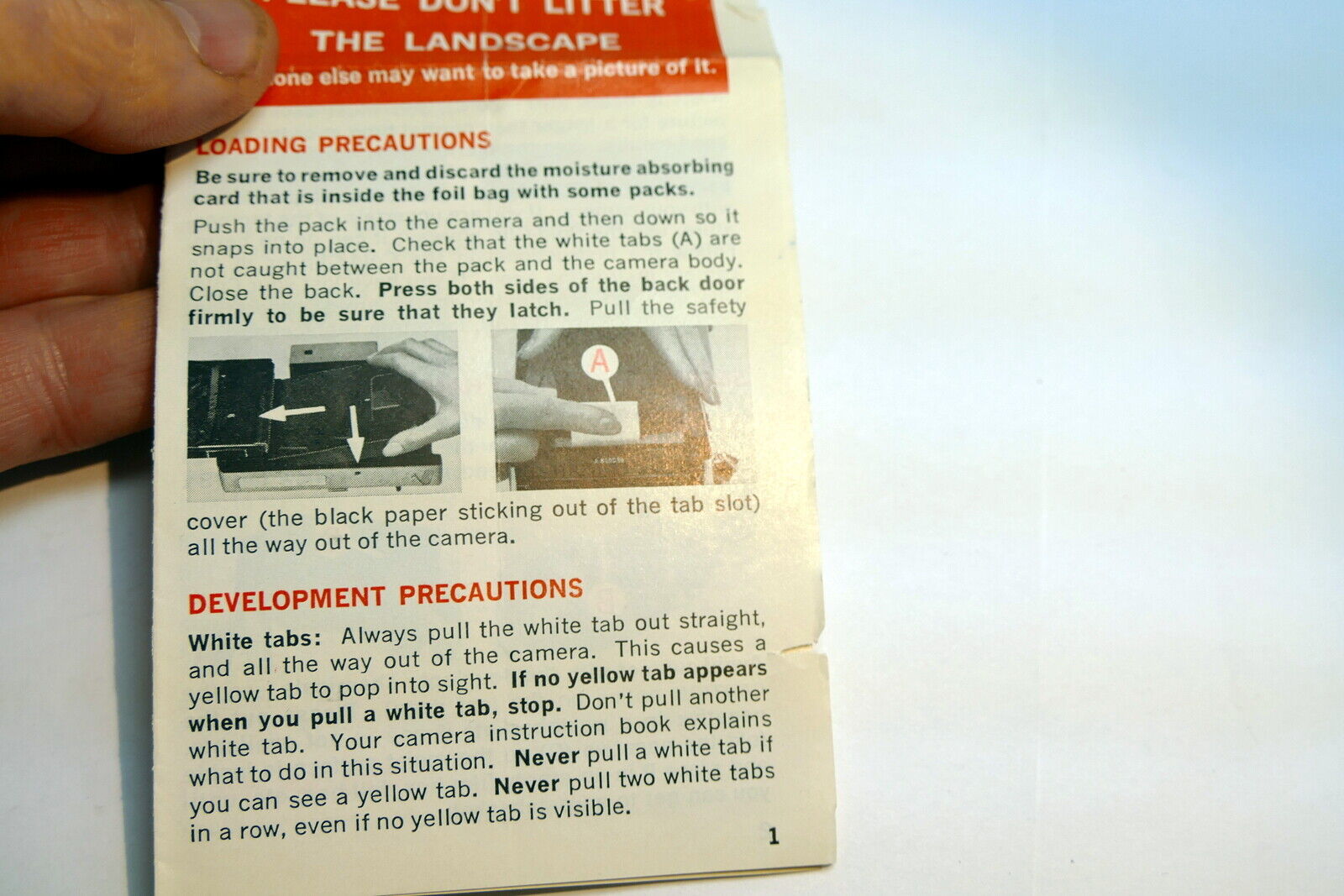 Brochure for Polaroid Type 108 Land film 3 1/4 X 4 1/2 " pack instructions