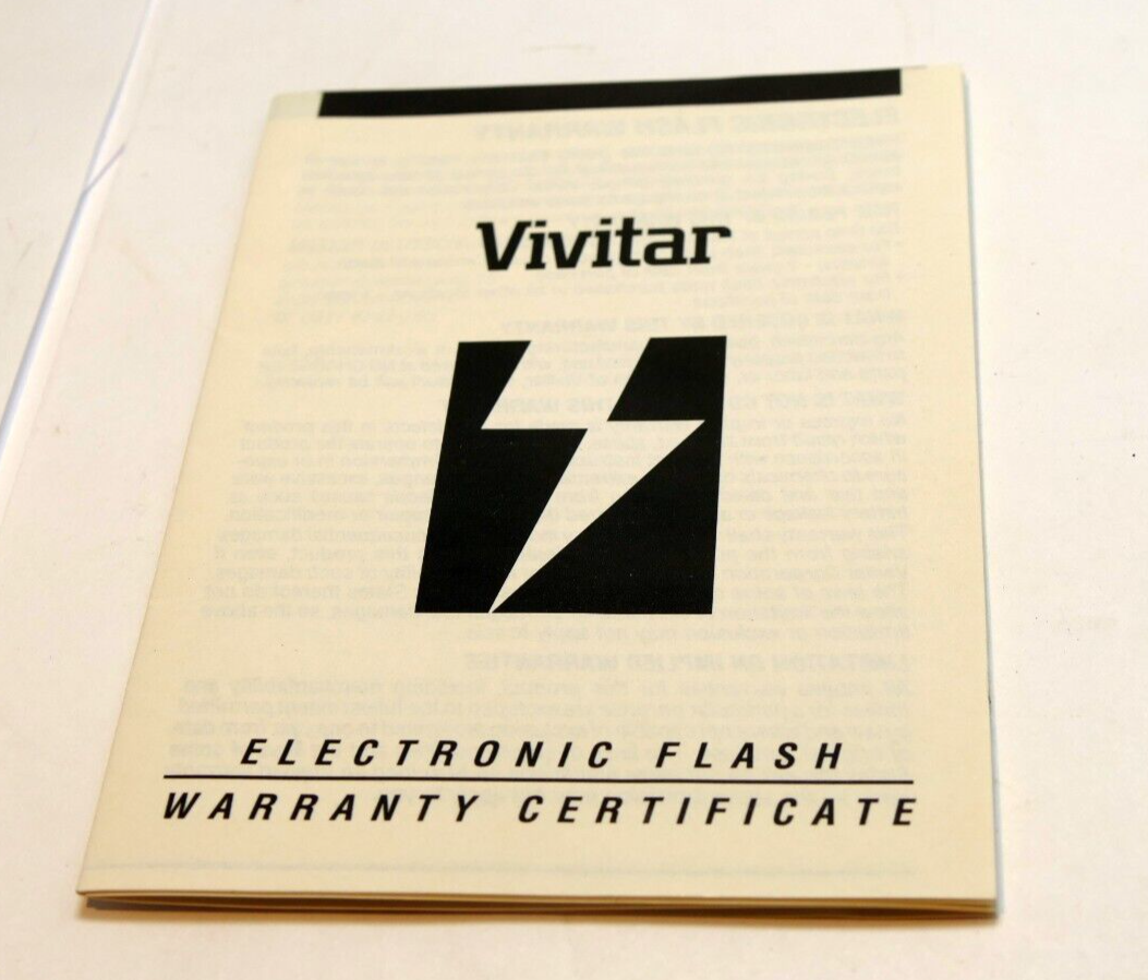 Vivitar Eletronic Thyristor flash  warranty card vintage