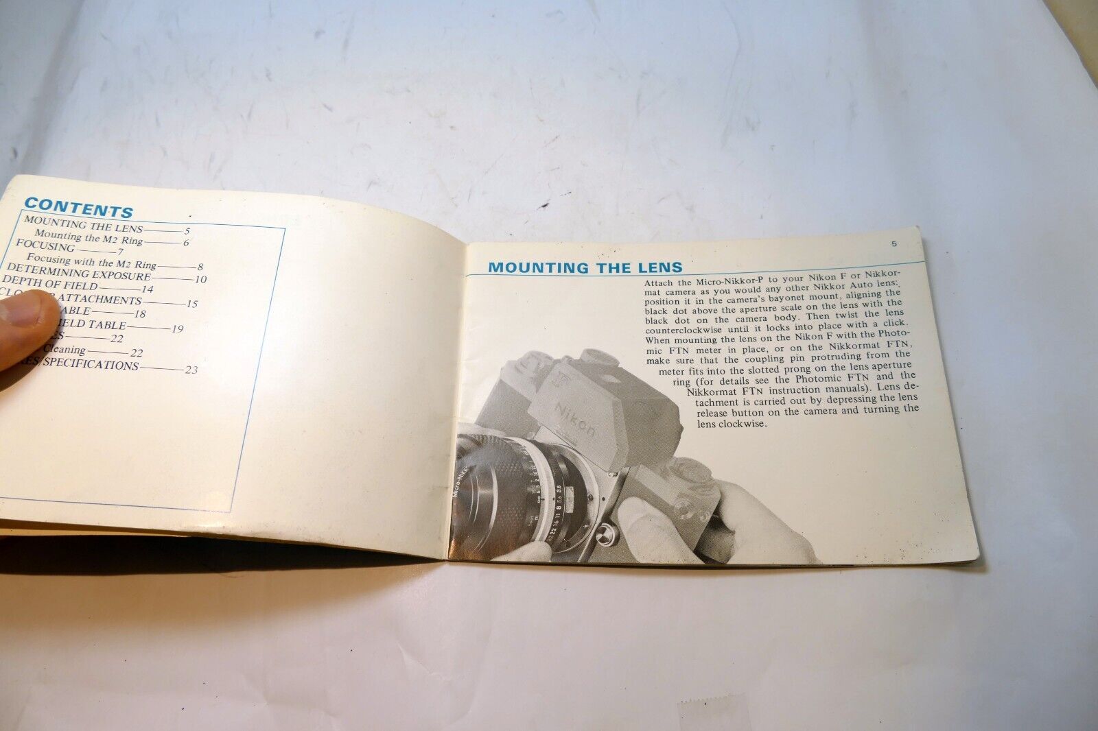 Nikon Micro-Nikkor-P 55mm f3.5 FLENS Instruction Guide Manual 1971