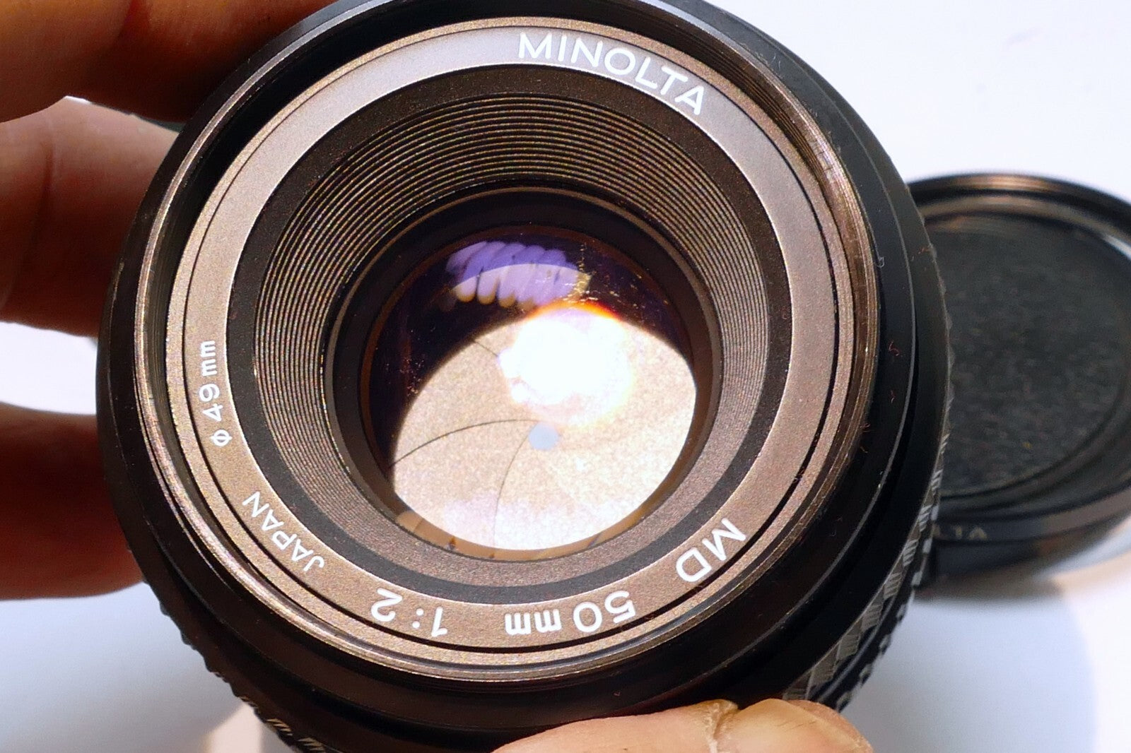 Minolta 50mm f2 MD Standard Prime Lens w/ 49mm  L39 UV filter - FUNGUS damage