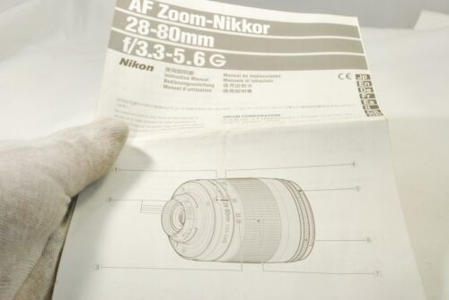 AF Zoom-Nikkor 28-80mm f3.3-5.6 G Instruction Manual 7219105