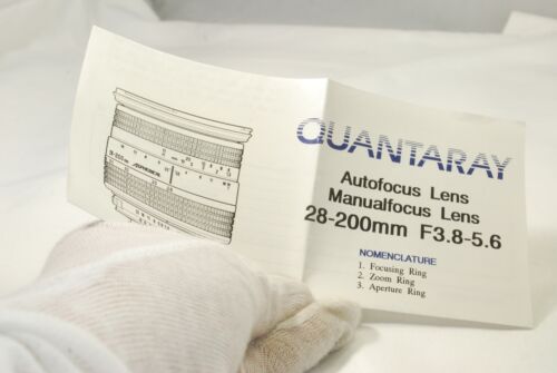 Quantaray Autofocus Manual Guide for Lens 28-200mm f3.8-5.6 7219046