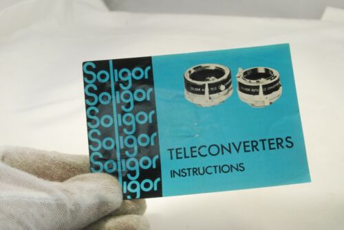 Soligor Teleconverters lens Instructions manual  7219070 vintage 1960's