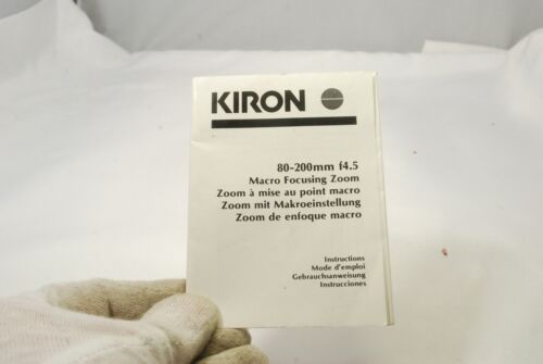 Kiron 80-200mm f4.5 Macro Focusing Zoom Lens Instruction Manual 7217068