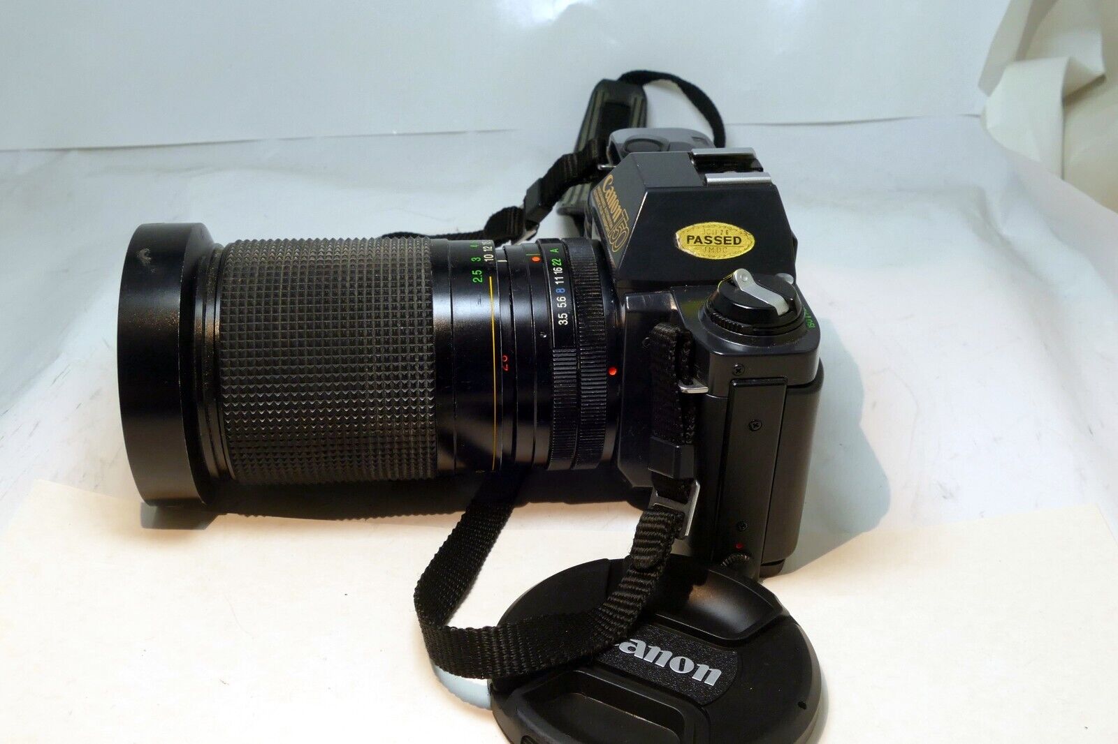 Canon T50 35mm SLR Film Camera with FREE Vivitar 28-205mm FD lens - camera works