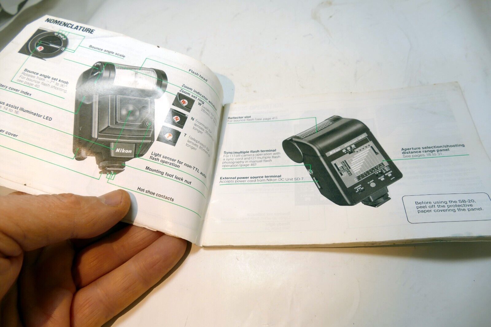 Nikon SB-20 Speedlight Flash Instructions manual guide English EN - vintage
