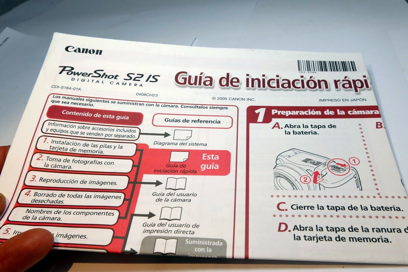 Canon PowerShot S2 IS camera Guia de inisiacion rapida Brochure Espanol