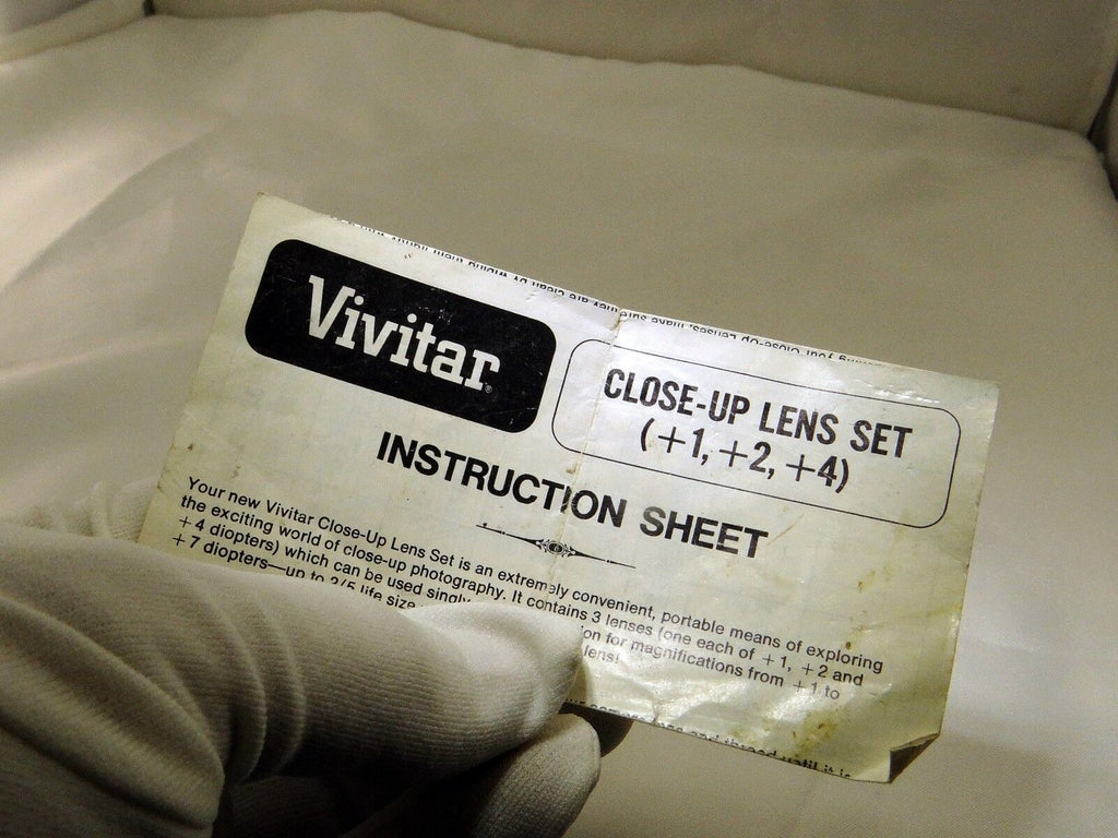 Vivitar Close-Up Macro Filters Instruction Sheet Guide +1 +2 +4 EN
