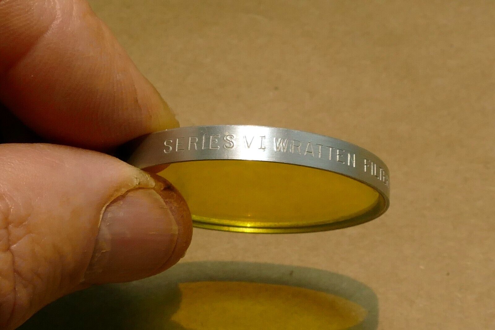 Kodak K2  Wratten Filter series 6 VI drop in type  yellow (coating separation)