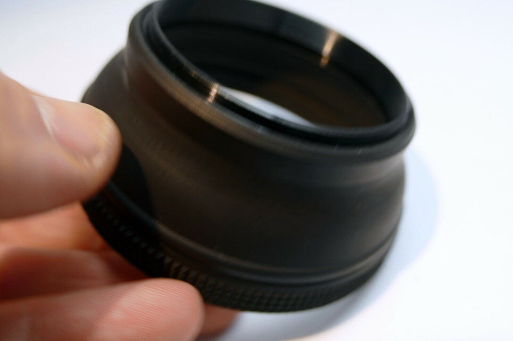 55mm Lens Hood Shade Collapsible Rubber double threaded screw in for normal 50mm