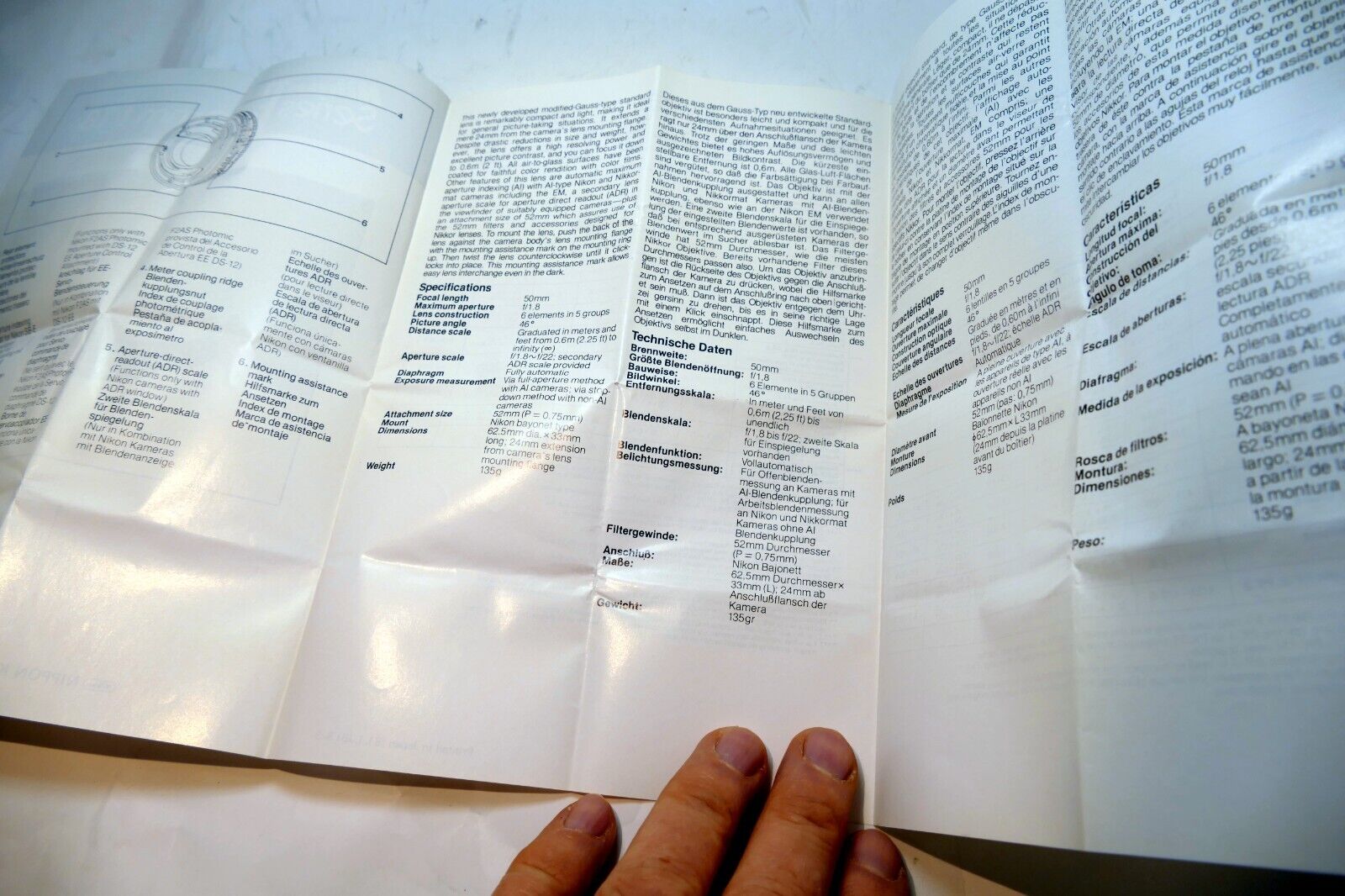 Nikon E series 50mm f1.8 Ai-s FLENS Instruction Guide Manual 1981