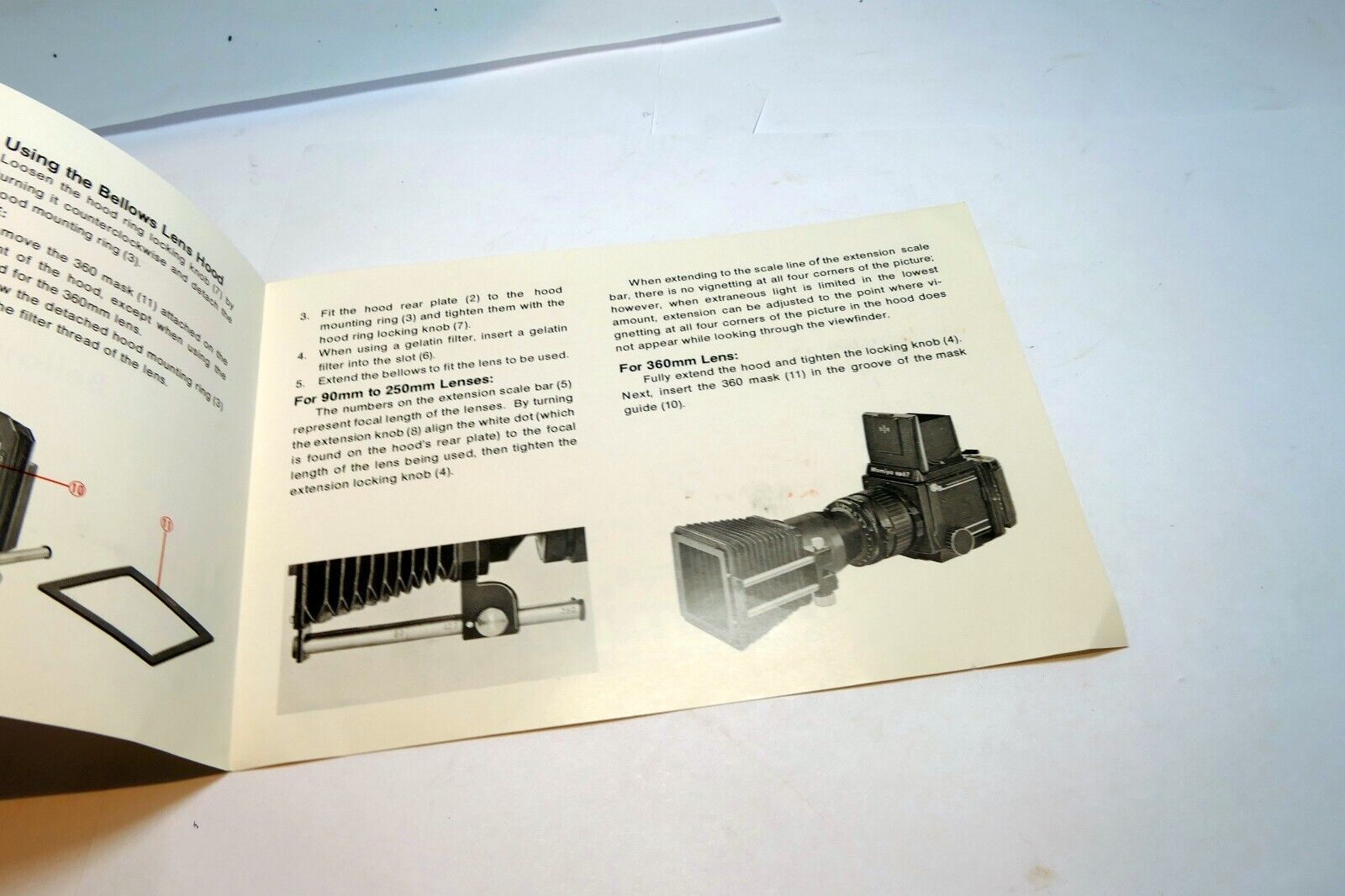 Mamiya RB67 6X7 Bellows Lens Hood Model G OWNER'S MANUAL GUIDE Instructions