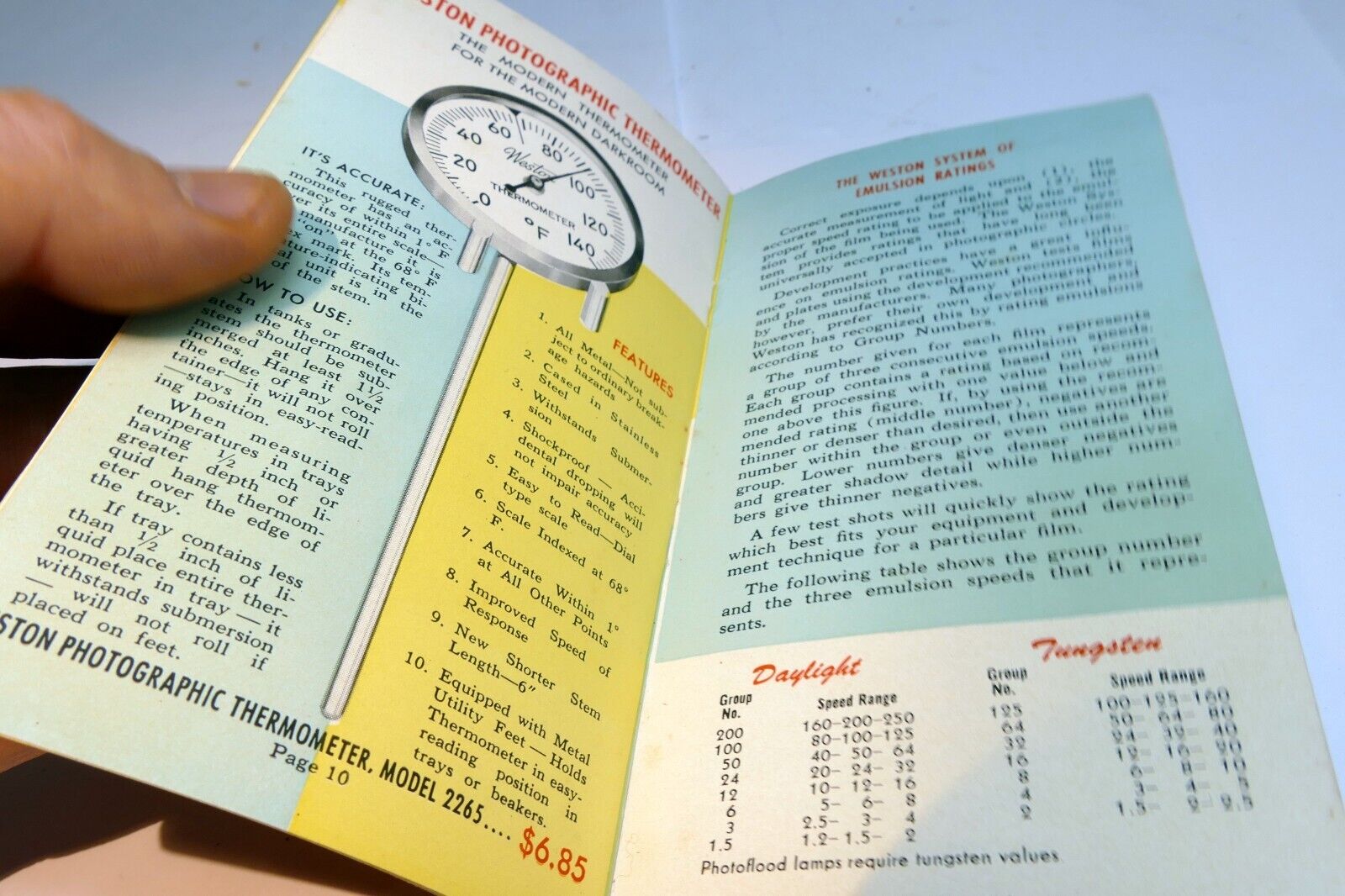 Weston vintage light meter sales brochure  guide Master II Thermometer
