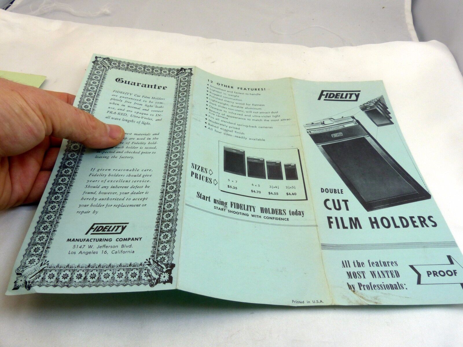 Fidelity Cut Film Holders Brochure (EN) English 5X7 4X5 blue