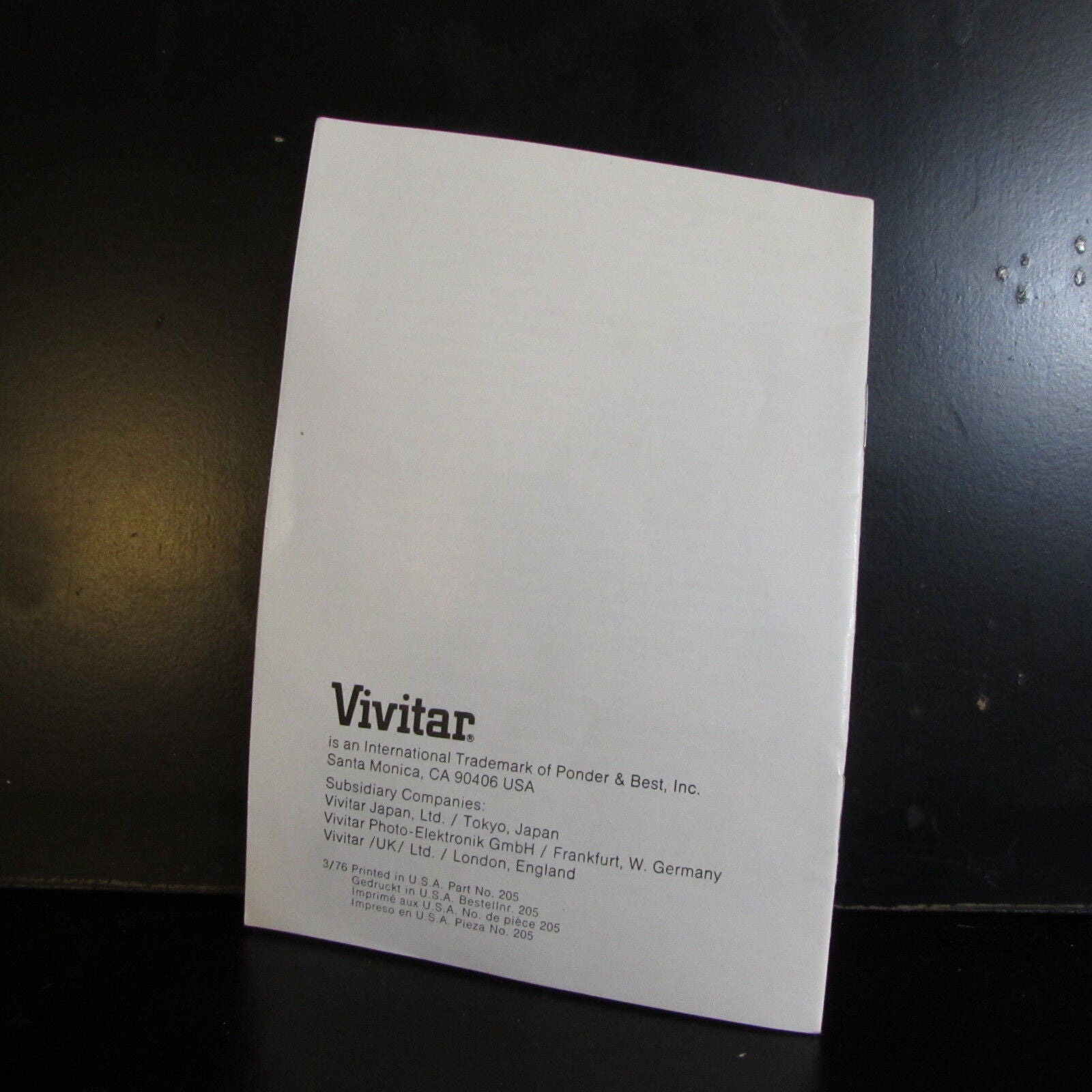Used Vivitar Quick Release Pistol Grip Camera flash Guide  Manual O401329