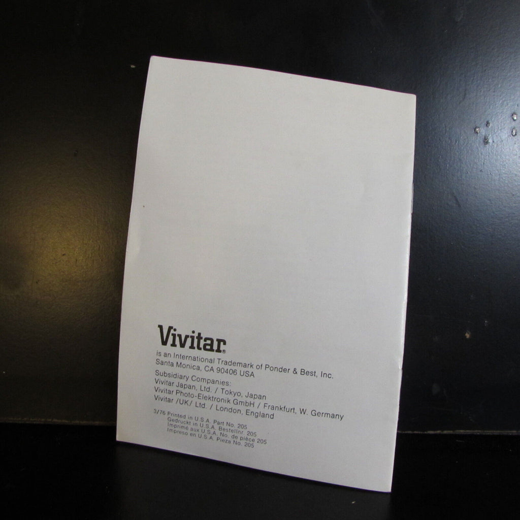 Used Vivitar Quick Release Pistol Grip Camera flash Guide  Manual O401329