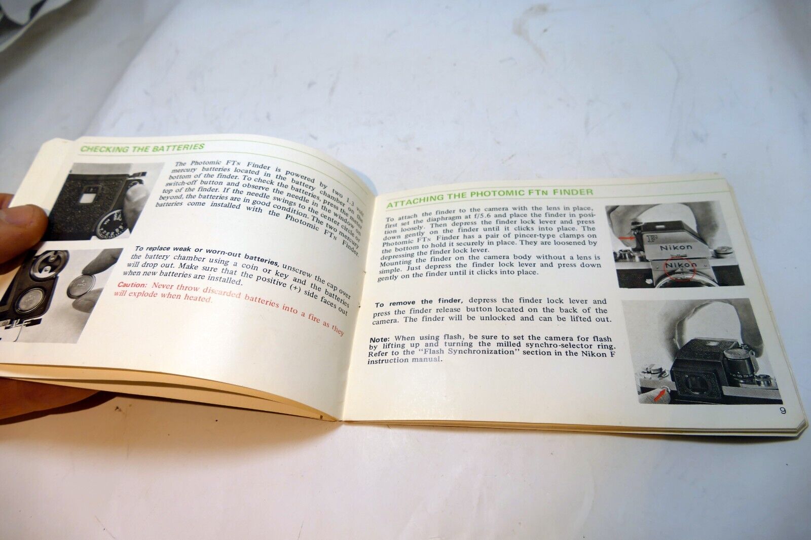 Nikon F FTN Photomic finder Metered Prism Instructions manual guide English EN