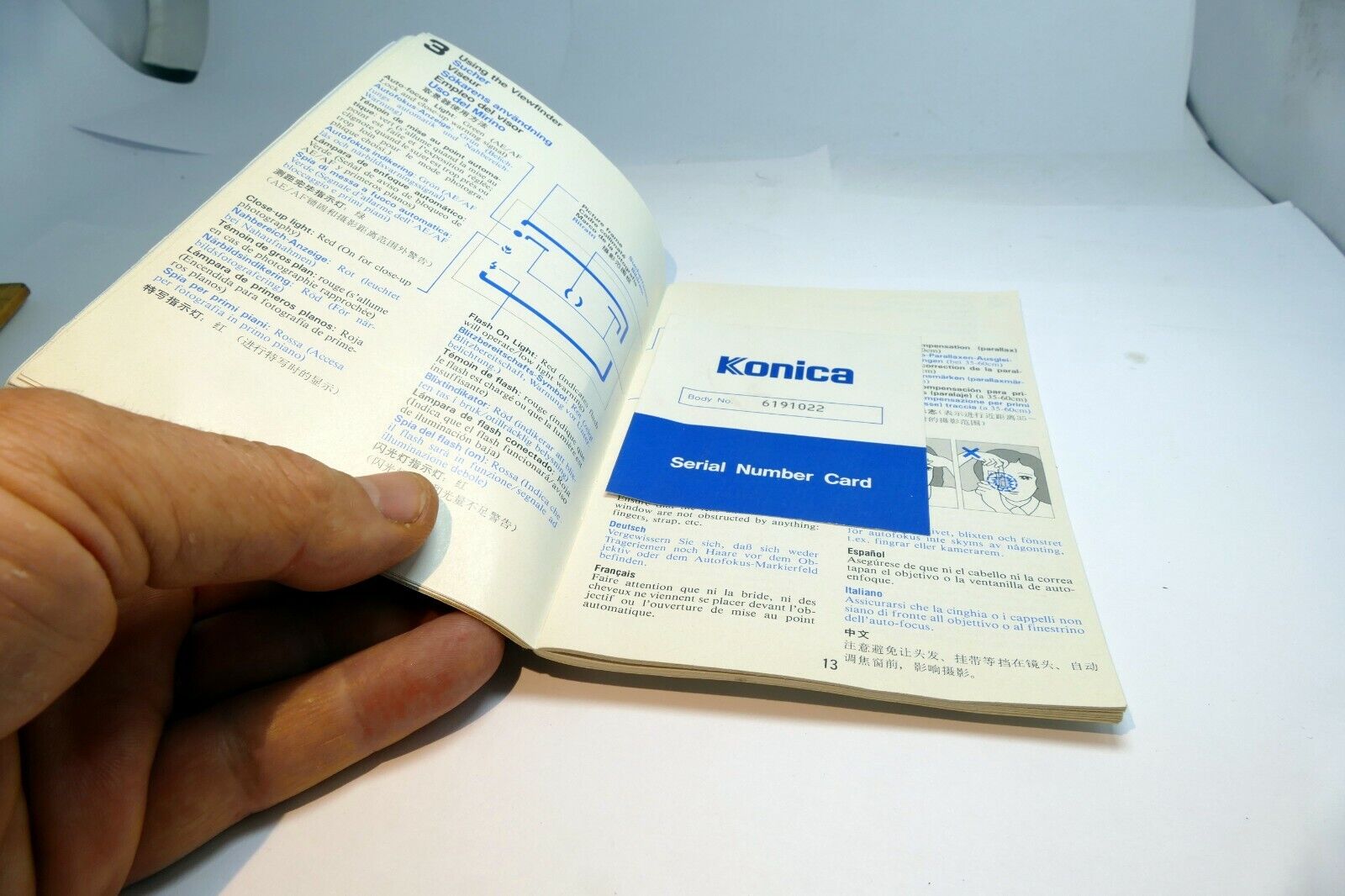 Konica Big Mini BM-201 Camera Guide Instruction Manual English Francais Espanol
