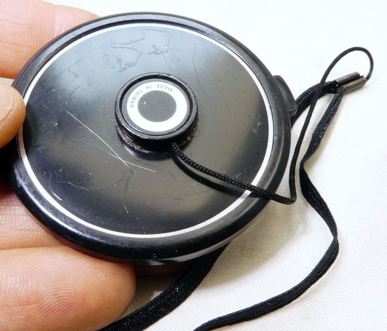 Black 55mm Lens front Cap  Snap on type with keeper string holder