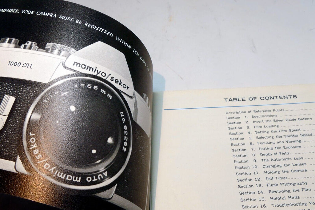 Mamiya Sekor  1000 DTL Film camera manual  Instruction Guide E English