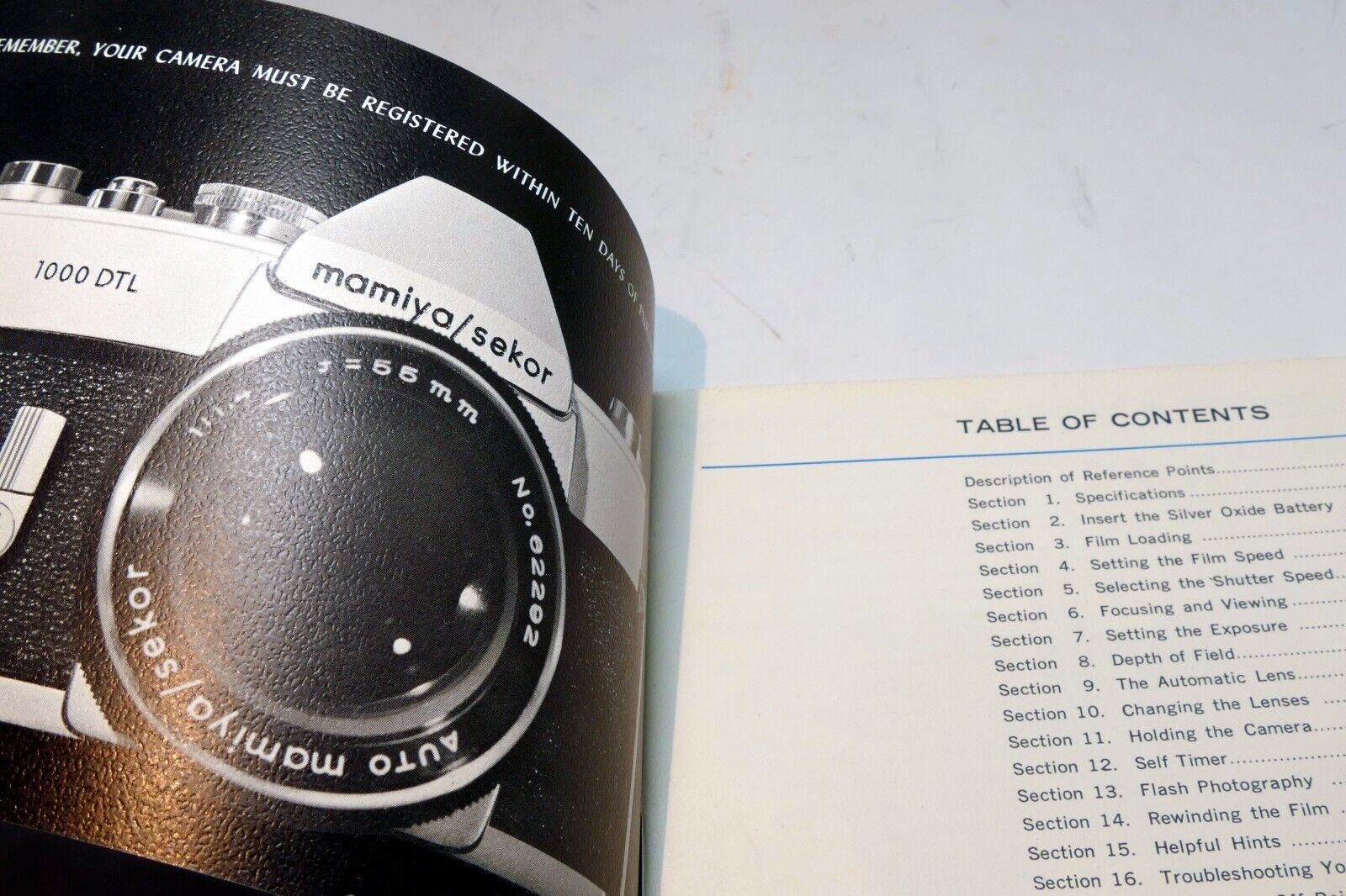 Mamiya Sekor  1000 DTL Film camera manual  Instruction Guide E English