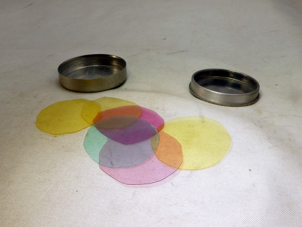 Lens Filter drop in series 6 VI Gelatin Pink Yellow Blue (home made) lot of six