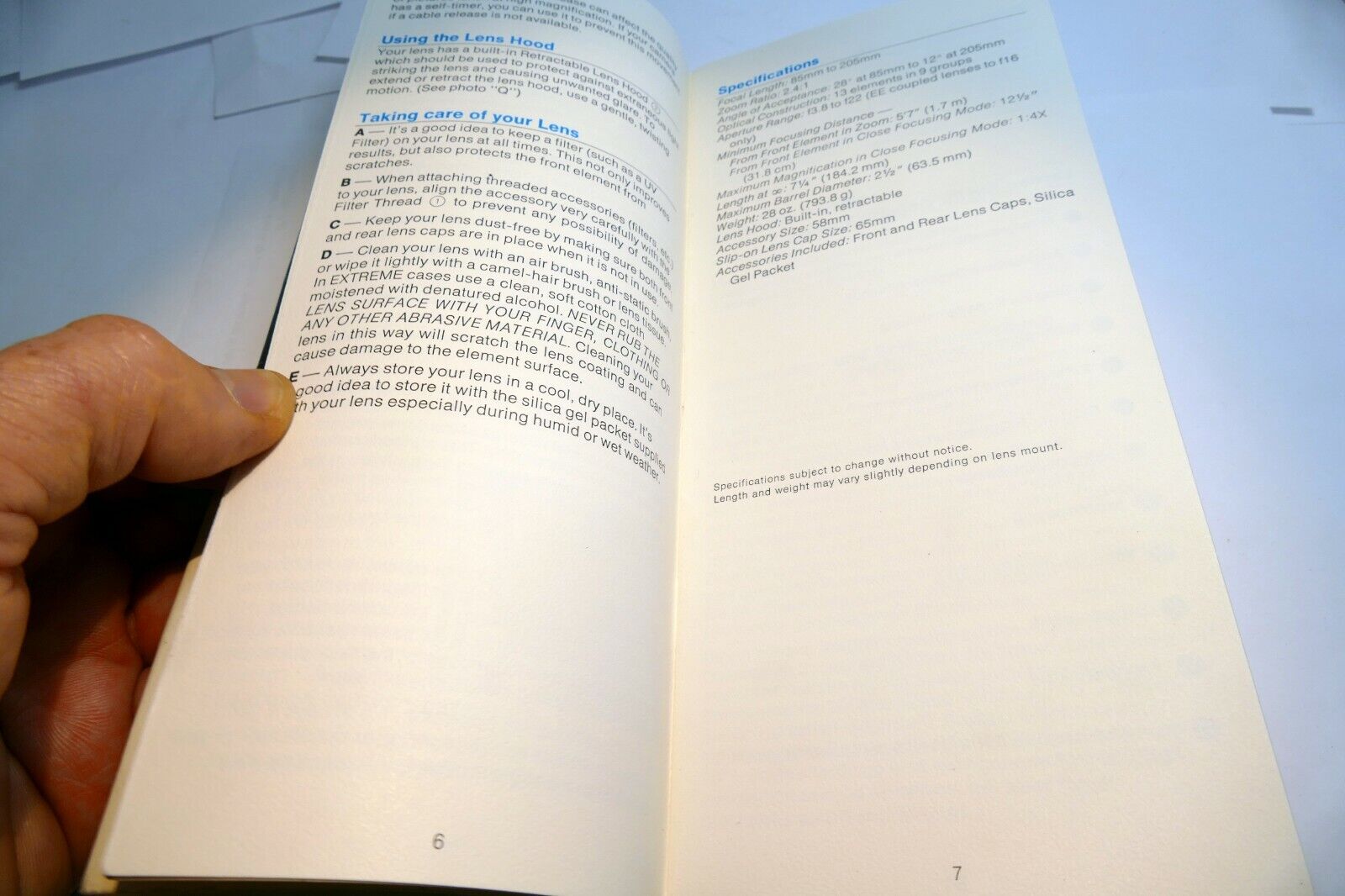 Vivitar 85-205mm f3.8 Close focus lens Instruction Owner's Manual Guide