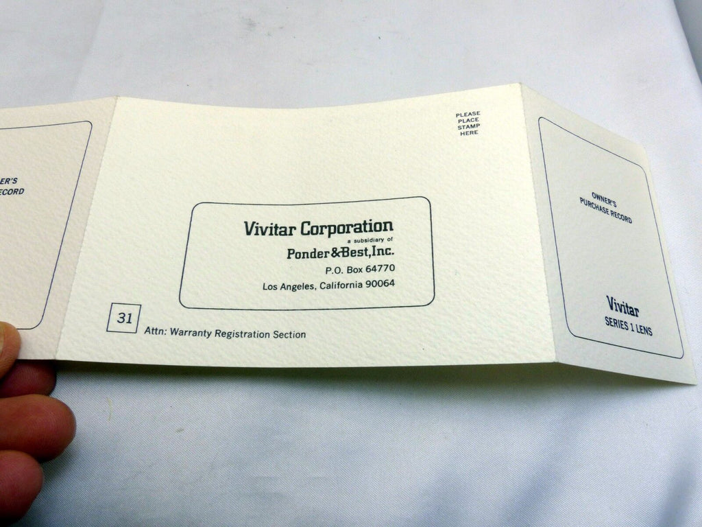 Vivitar series 1 lens Dealers sales record Owner's Purchase record