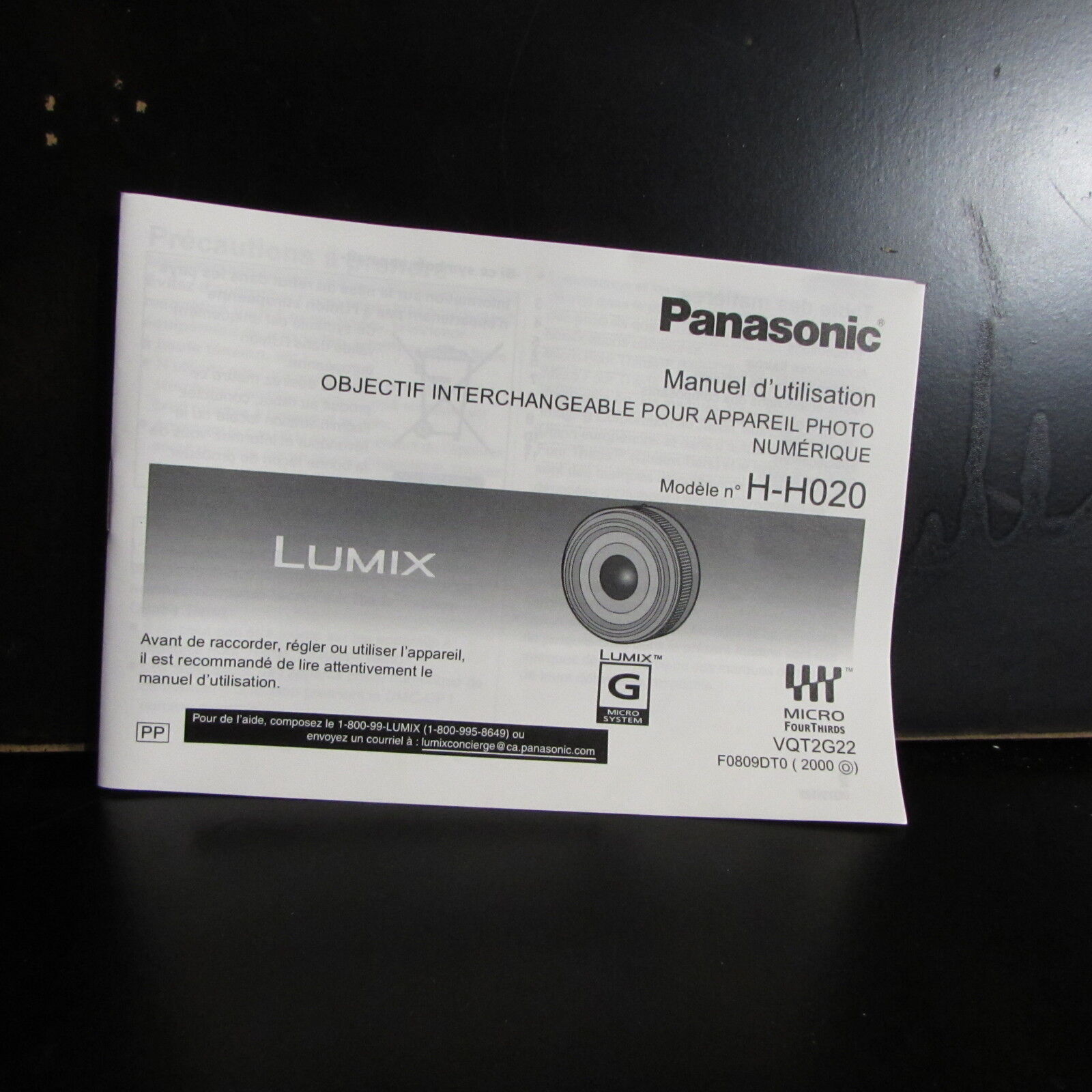 Panasonic Lumix H - H020 Manuel D'utilisation Objektif 20mm f1.7 O401850