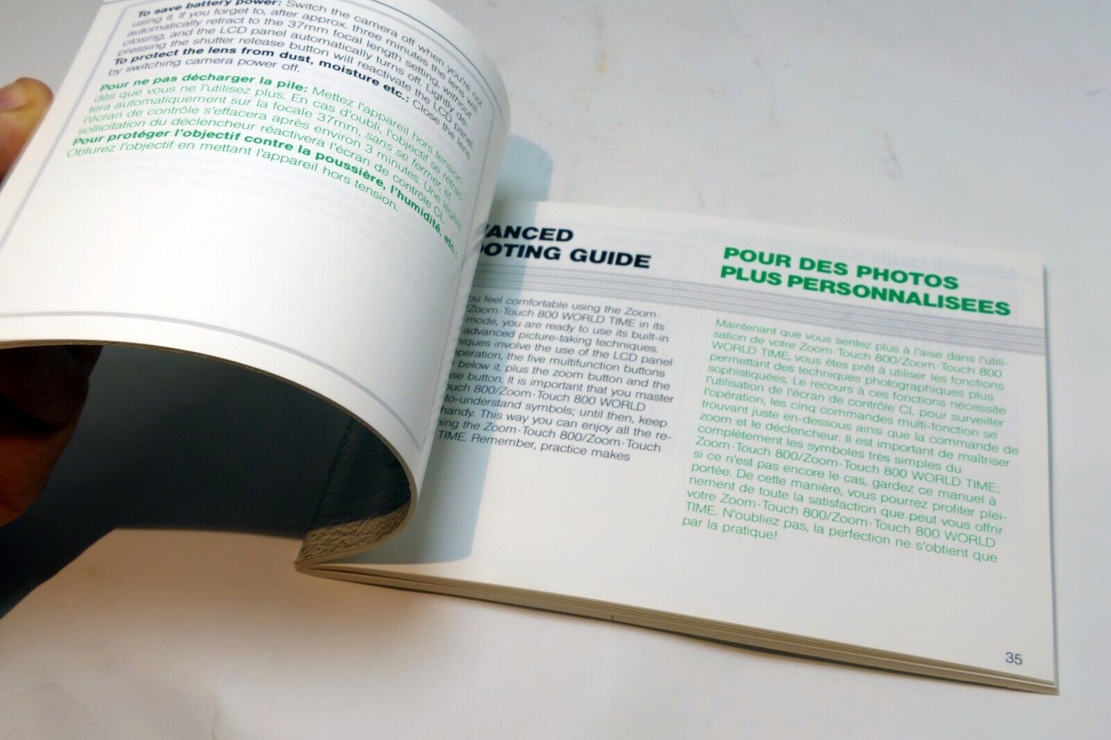 Nikon Zoom Touch 800 Film camera manual  Instruction Guide E English French Fr