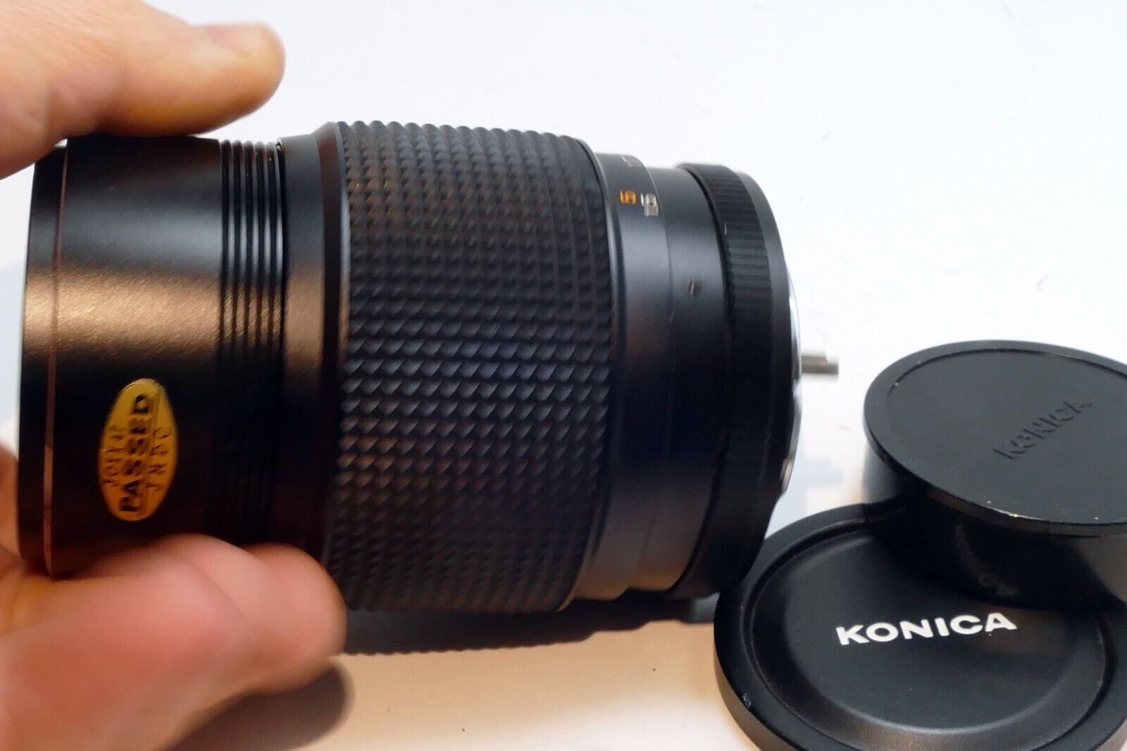 Konica 135mm F/3.5 Hexar AR Mount Lens w/ caps telephoto - Mint condition