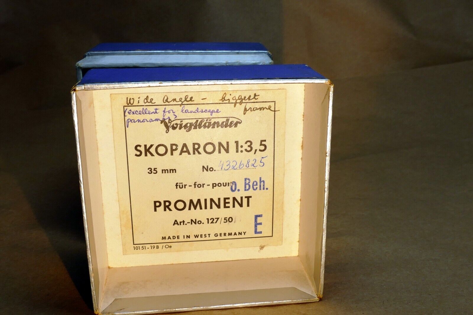 empty lens box (ONLY) for Prominent Voigtlander Skoparon 35mm f3.5 lens