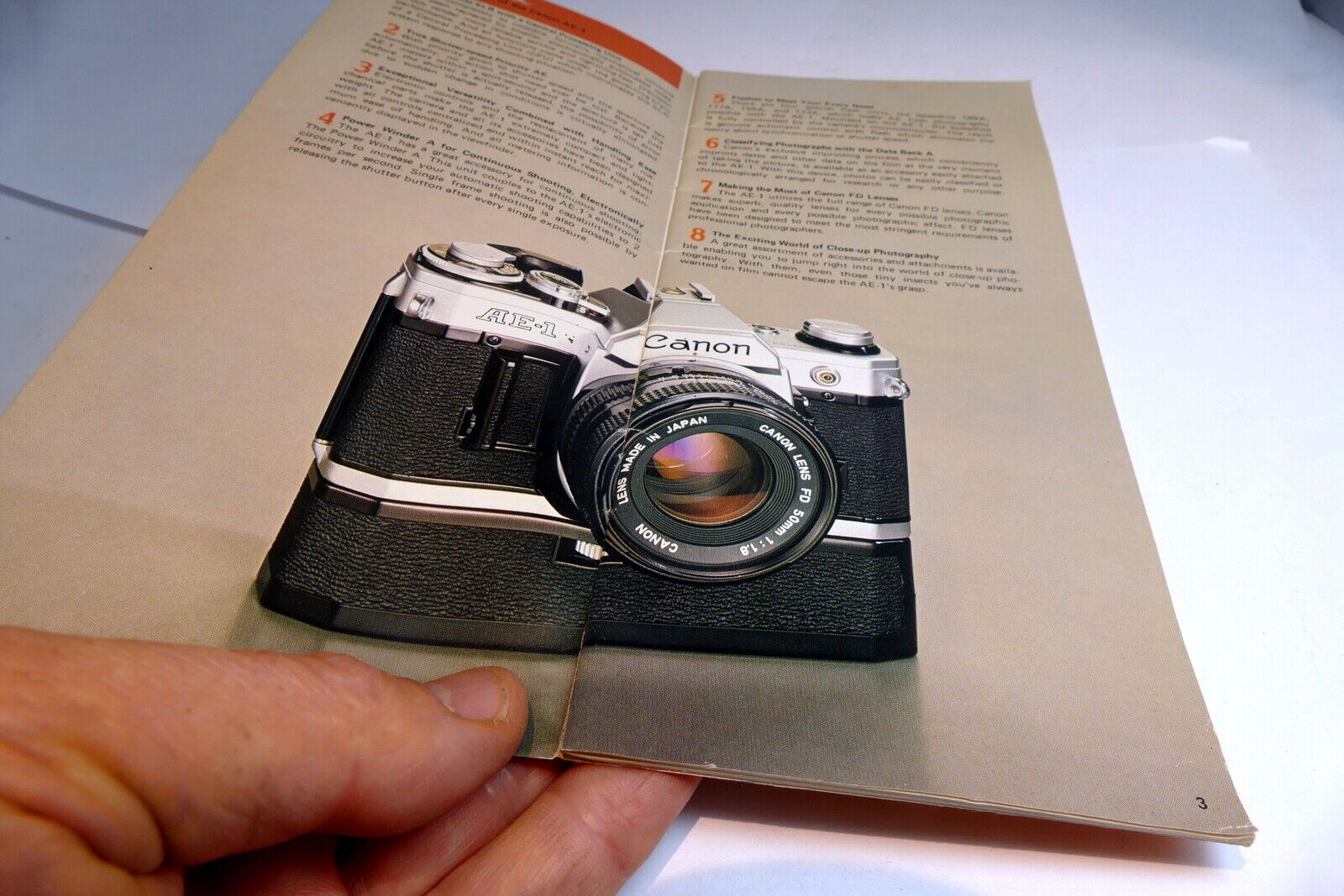 "Canon AE-1 NEW GENERATION" camera Brochure Accessory Chart Guide English E