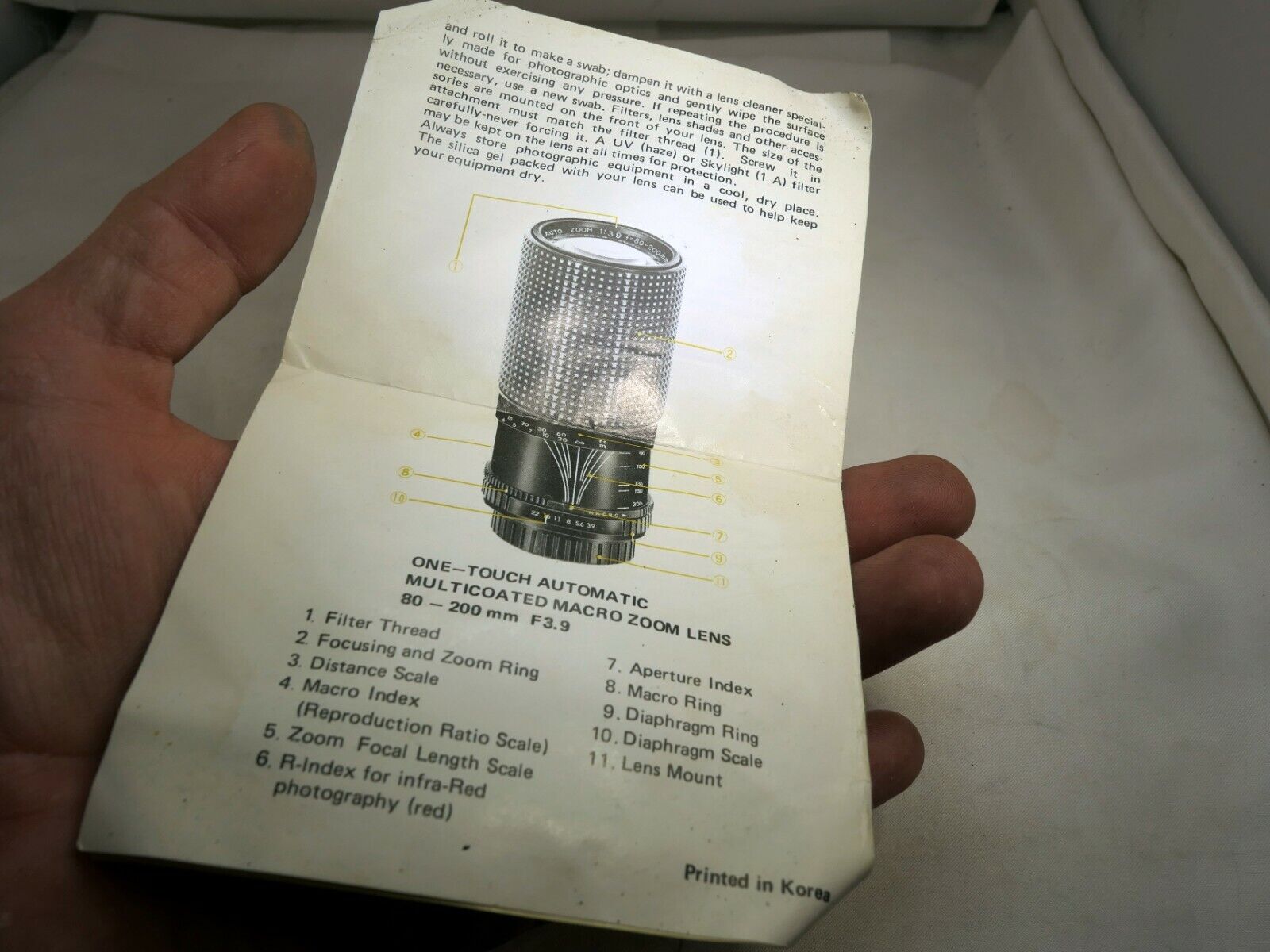 Albinar ADG 80-200 F3.9 Automatic Diaphragm Lens Guide Owners Manual Instruction