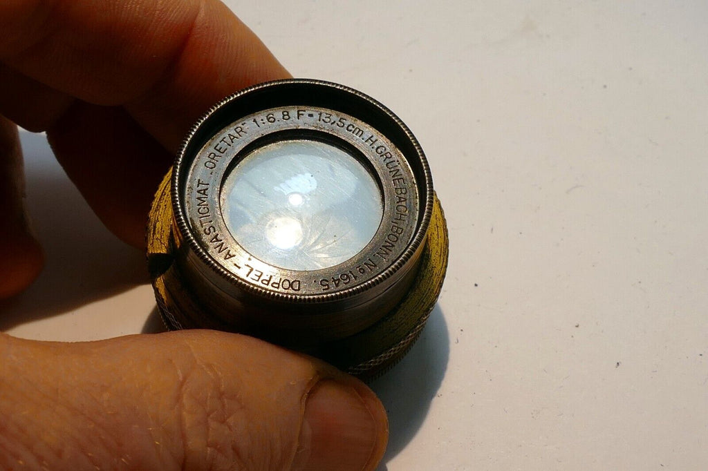 Doppel Anastigmat Oretar 13.5cm f6.8 Lens GruneBach Bonn brass 135mm