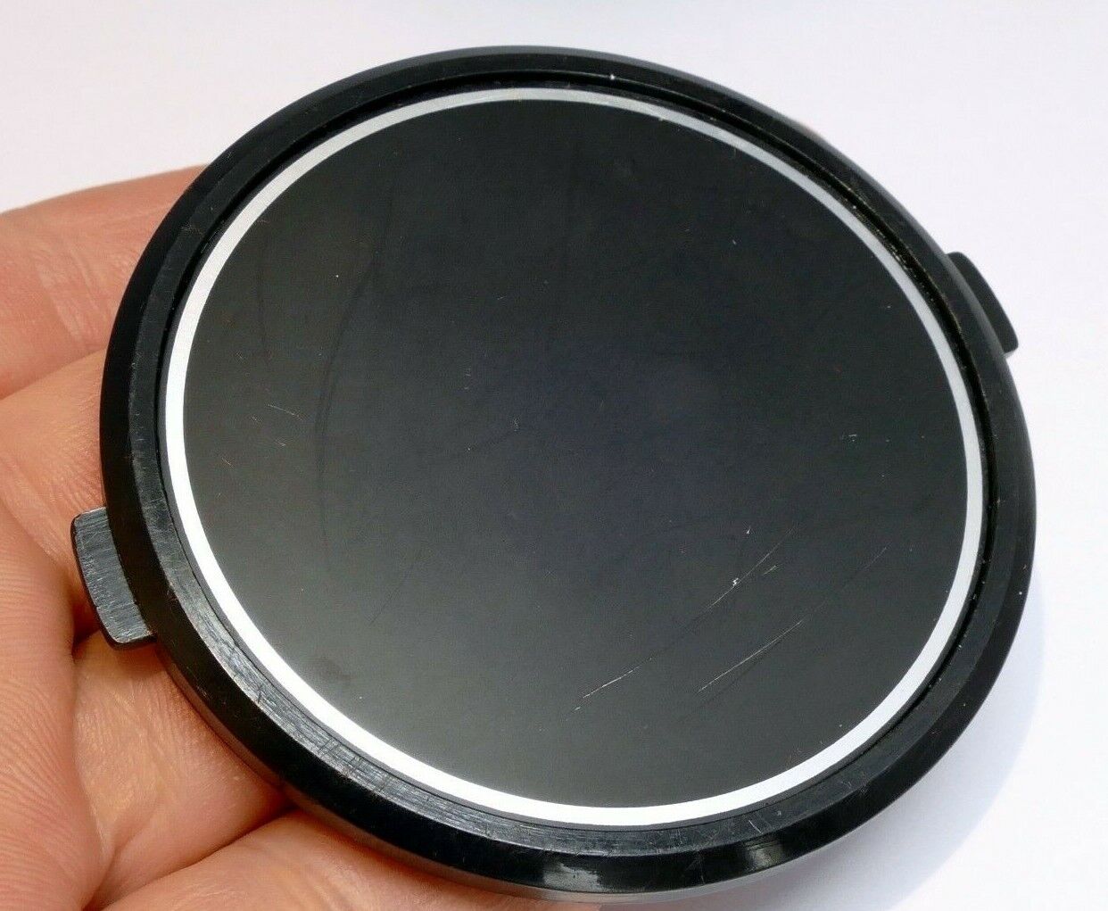 67mm snap on type Lens Front Cap black  w/ white rim