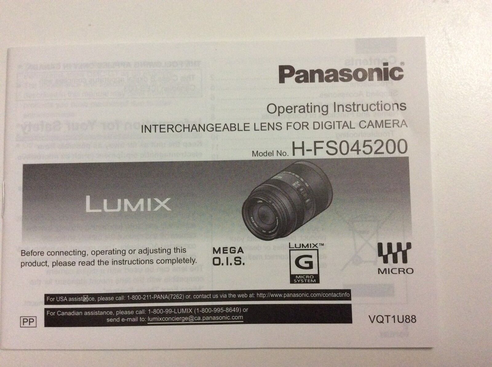 Panasonic H - FS045200 45-200mm f4-5.6 Objektif Manuel D'utilisation French