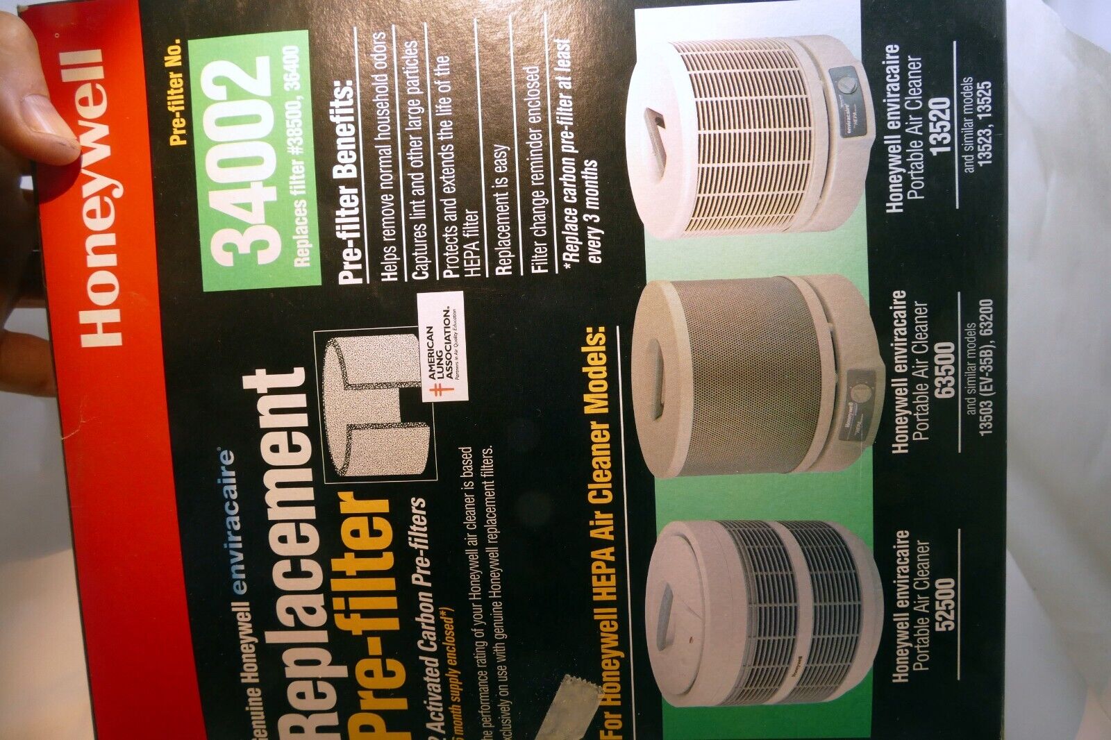 HONEYWELL REPLACEMENT PRE-FILTER 34002, 38500, 36400 CARBON FILTERS 2 Pack