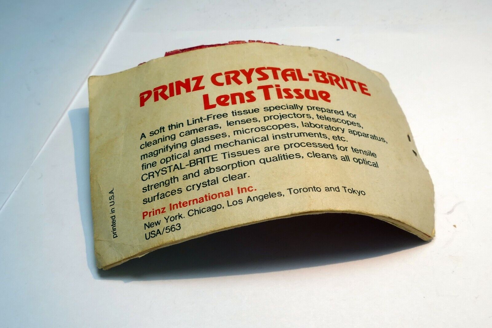 Prinz Camera Lens Cleaning Tissue Paper vintage 1980's Crystal-Bright Lint Free