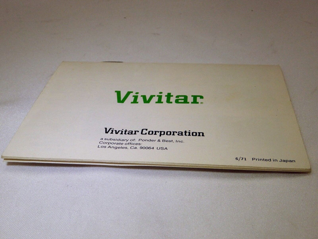 Vivitar Automatic interchangeable T4 Lens System Manual Guide English EN