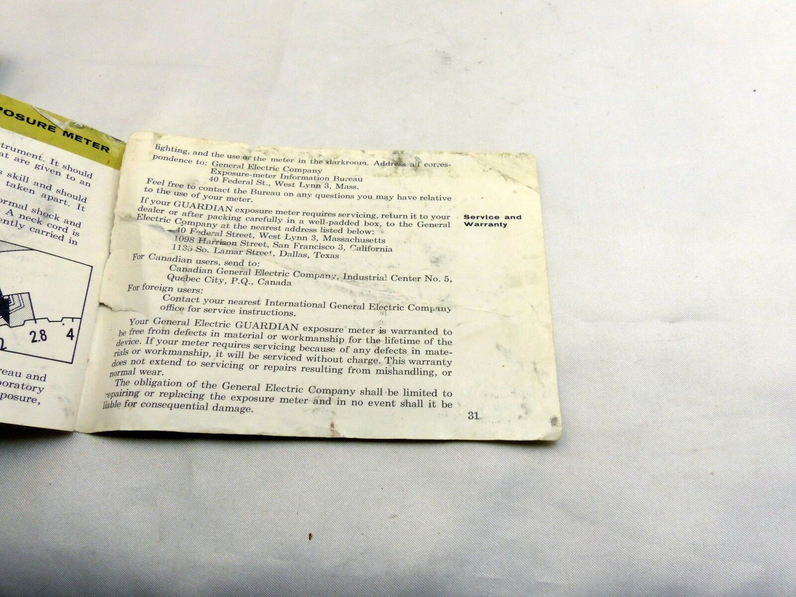 General Electric Guardian Exposure Meter PR-2 Manual Guide Photography (EN)